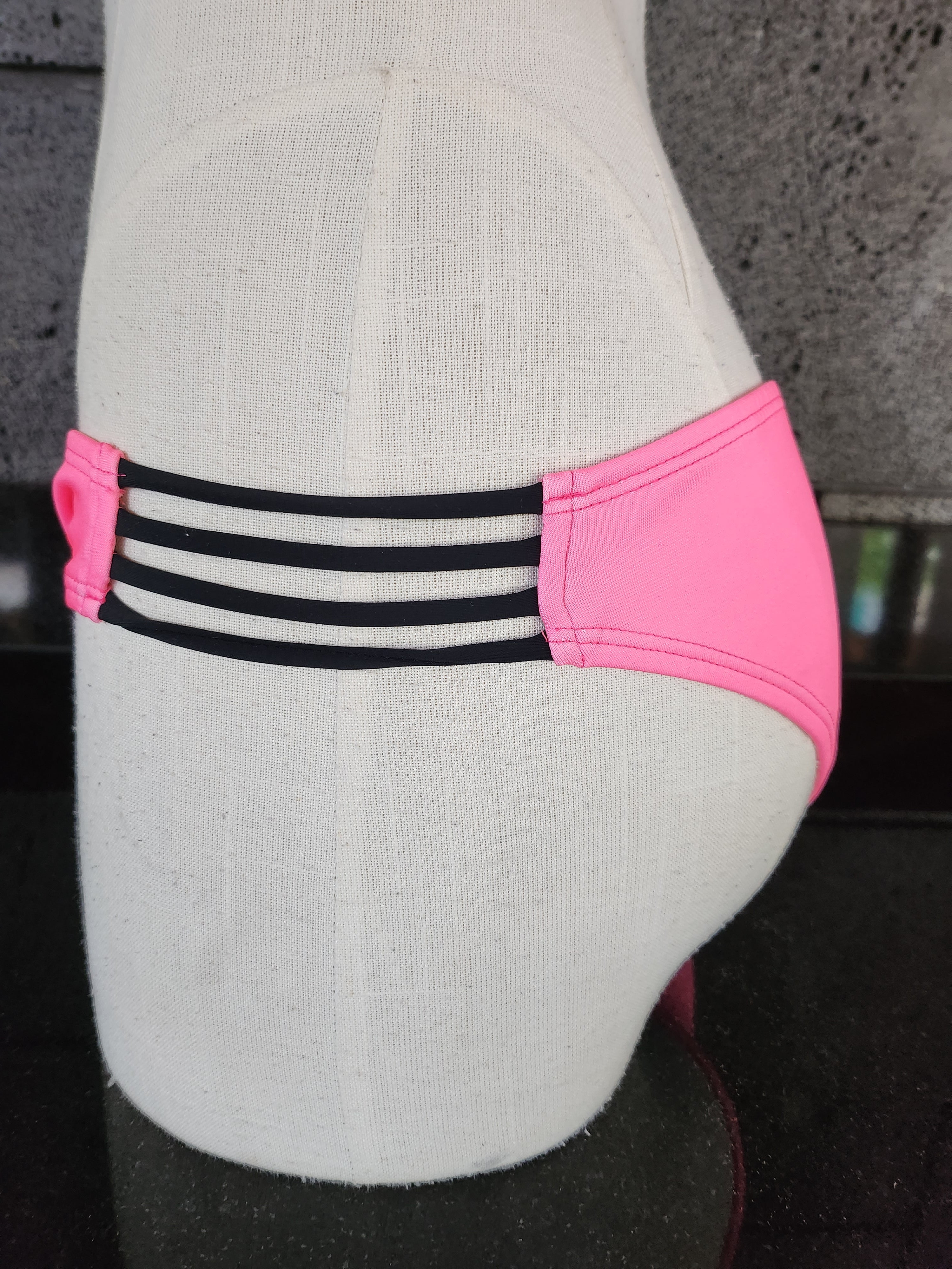 Loco Boutique Neon Black Piping Strappy Spaghetti Sides Bikini Bottom