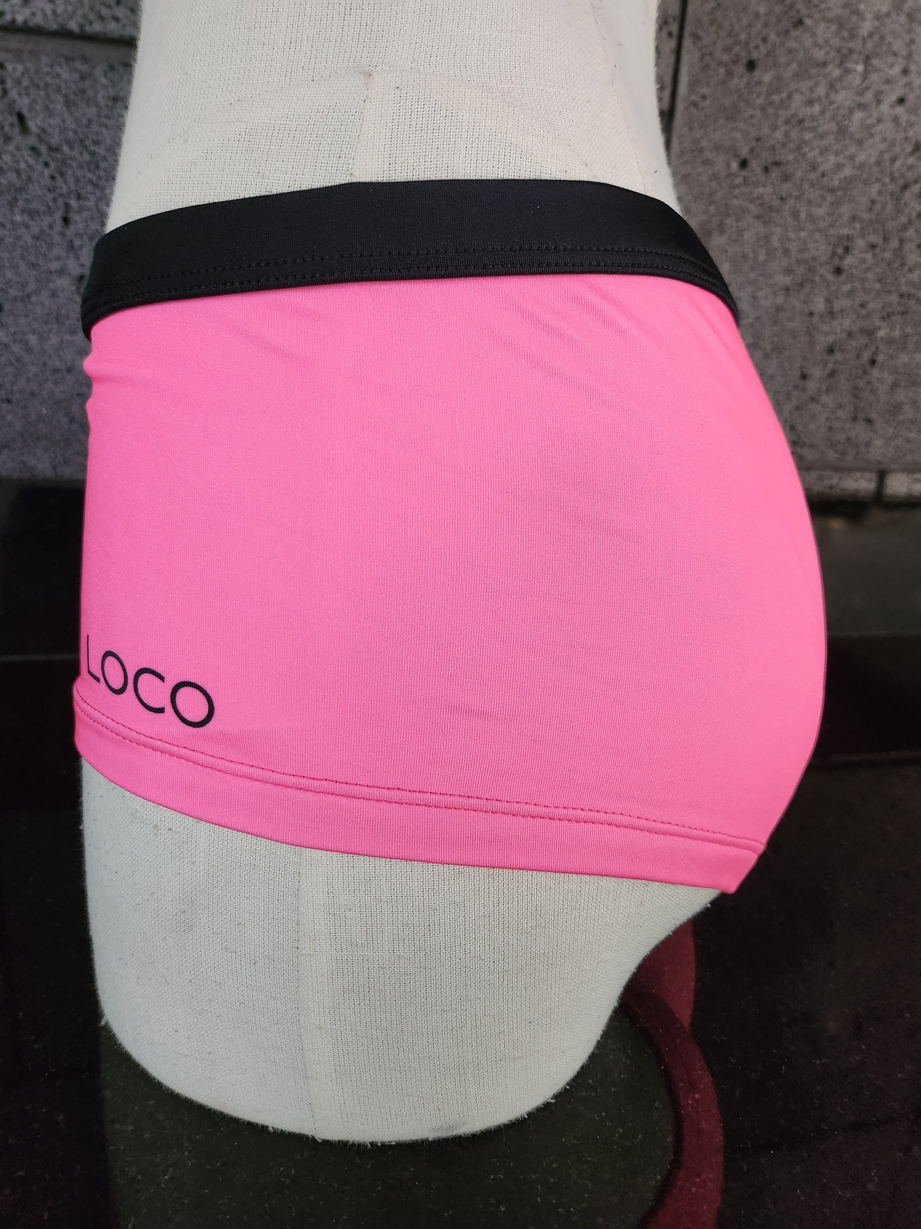 Loco Boutique Neon Black Piping Banded Waist Boyshort Swim Bottom