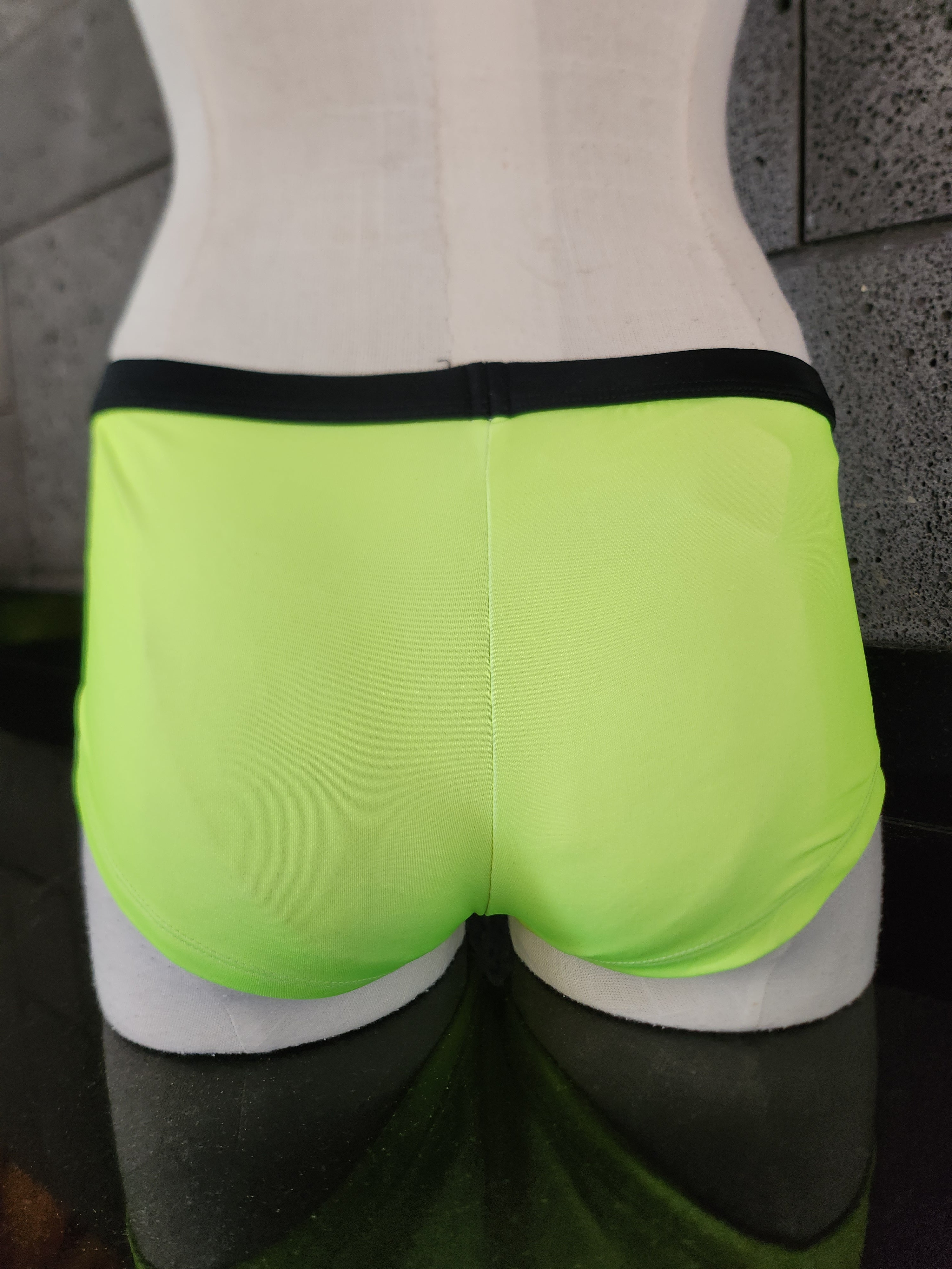 Loco Boutique Neon Black Piping Banded Waist Boyshort Swim Bottom