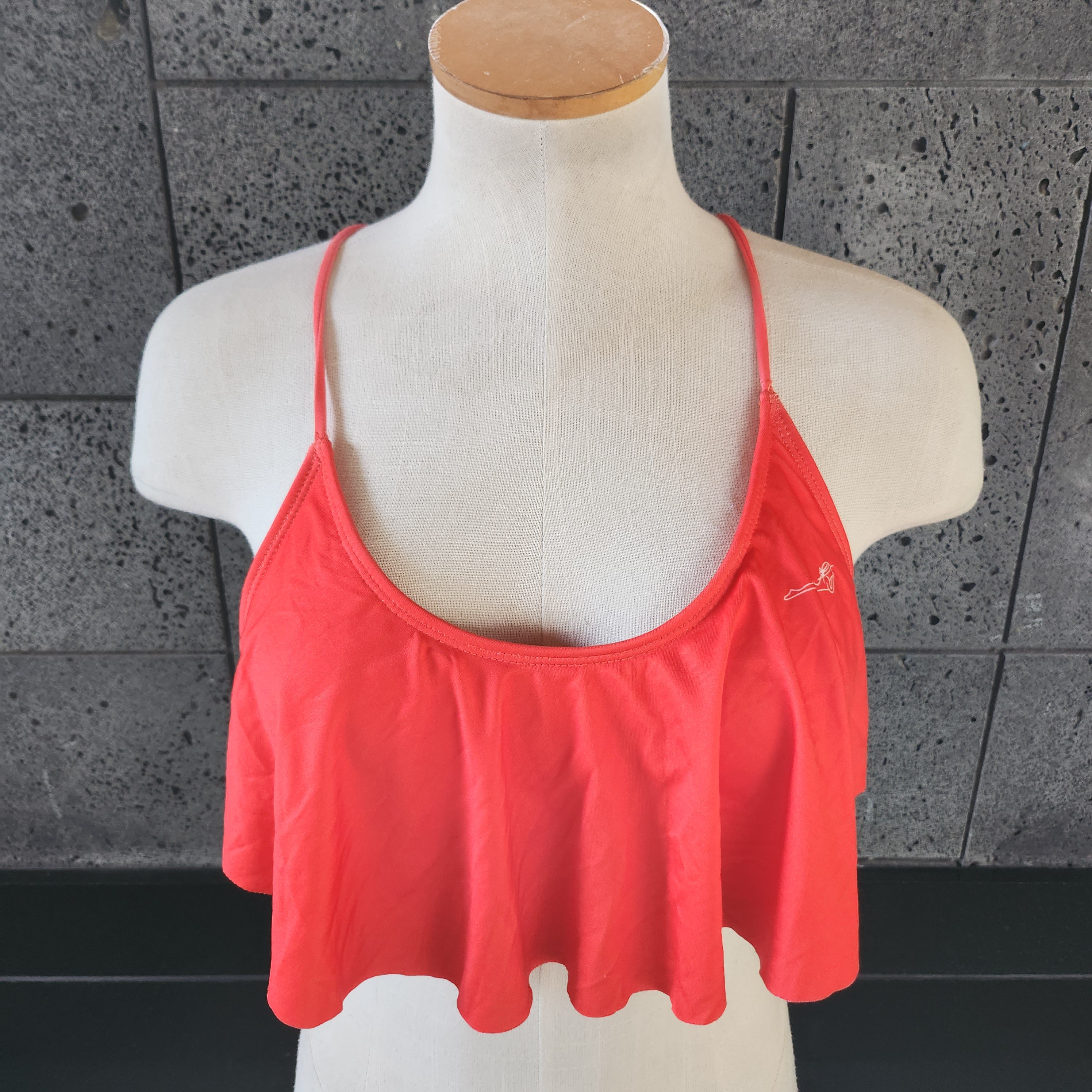 Loco Boutique Solid Logo Flounce Crop Top