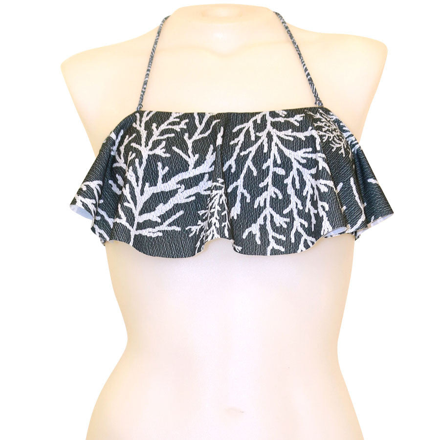 Loco Boutique Coral 2.0 Long Flounce Bandeau Bikini Top