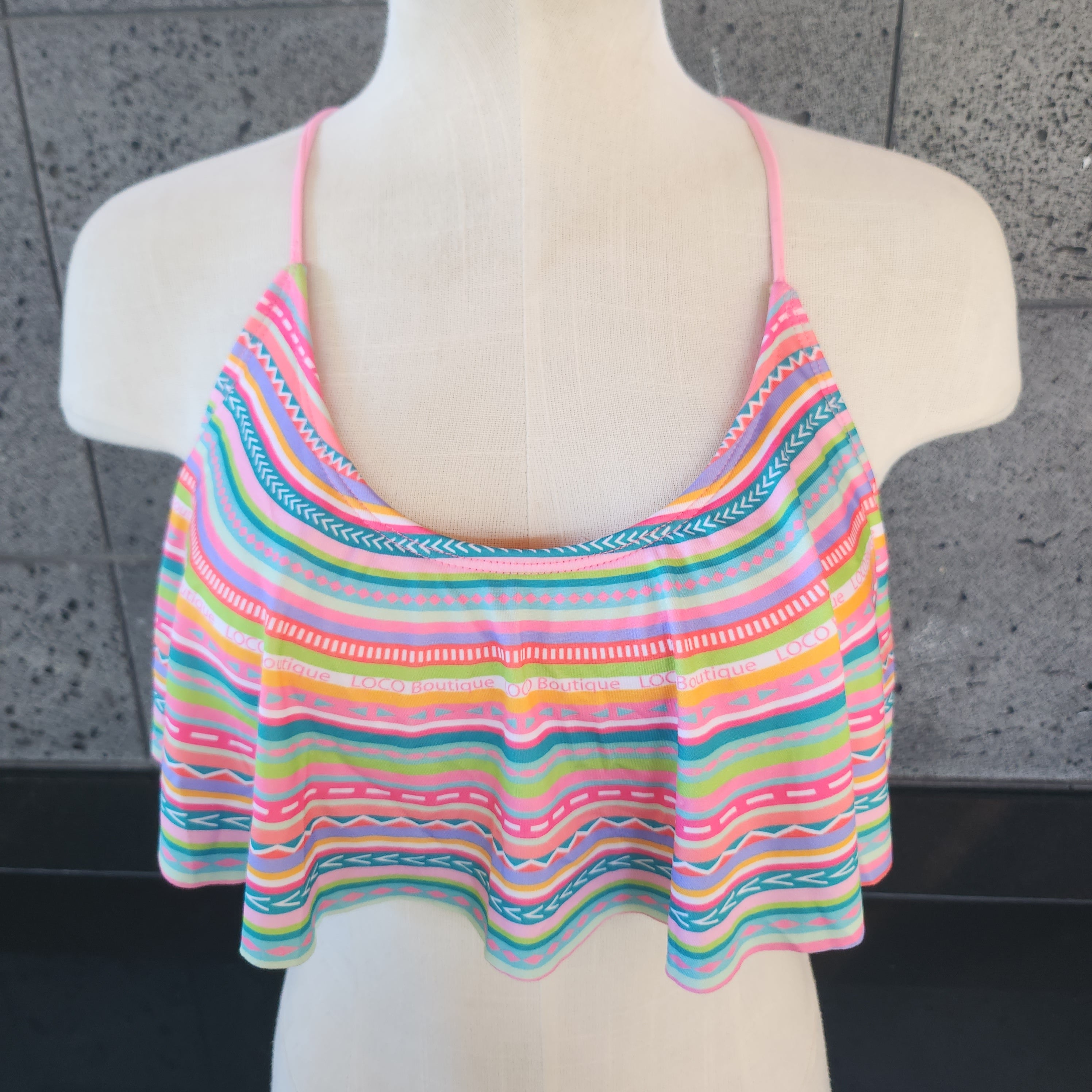 Loco Boutique Vitamin Stripe Flounce Crop Top MJF03619