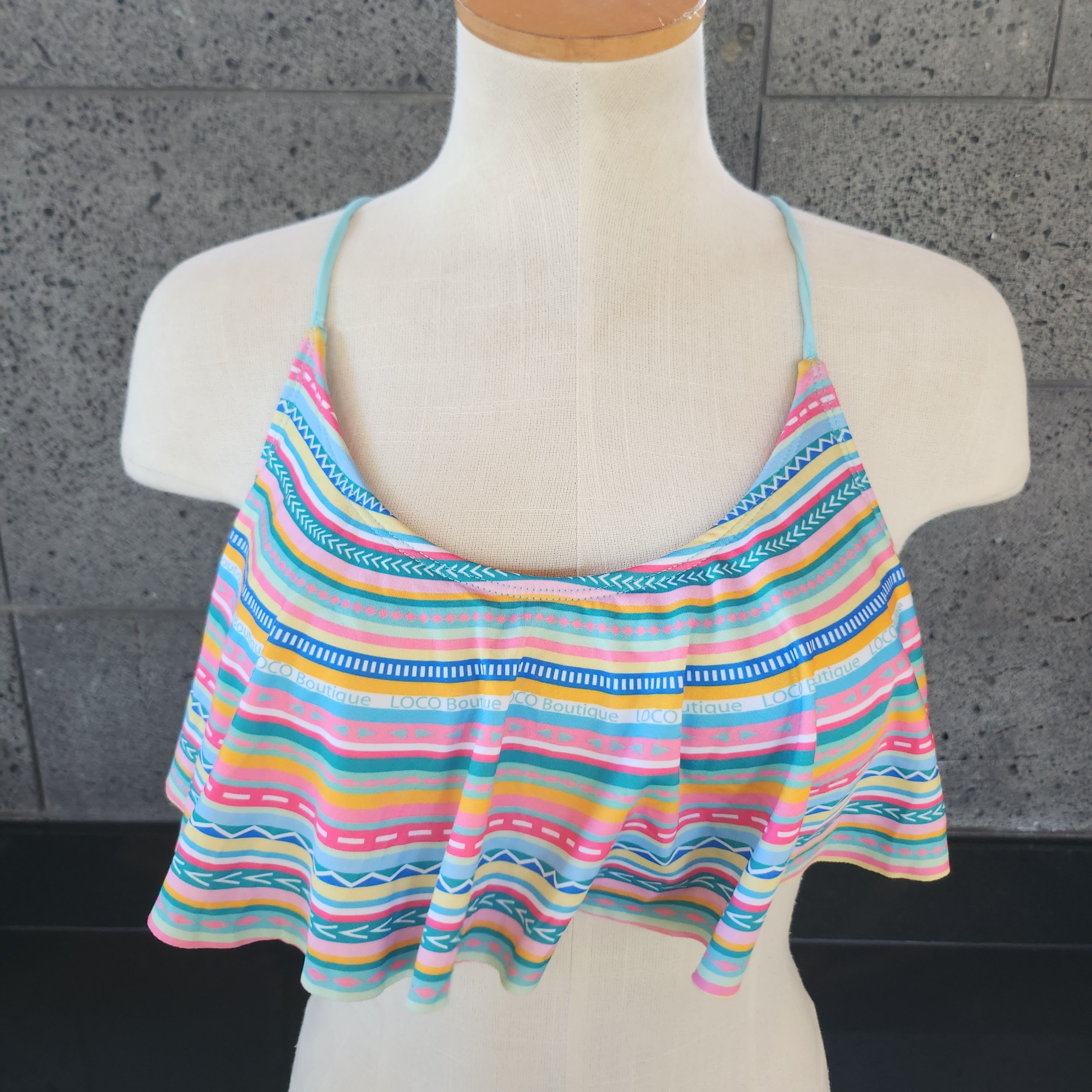 Loco Boutique Vitamin Stripe Flounce Crop Top MJF03619