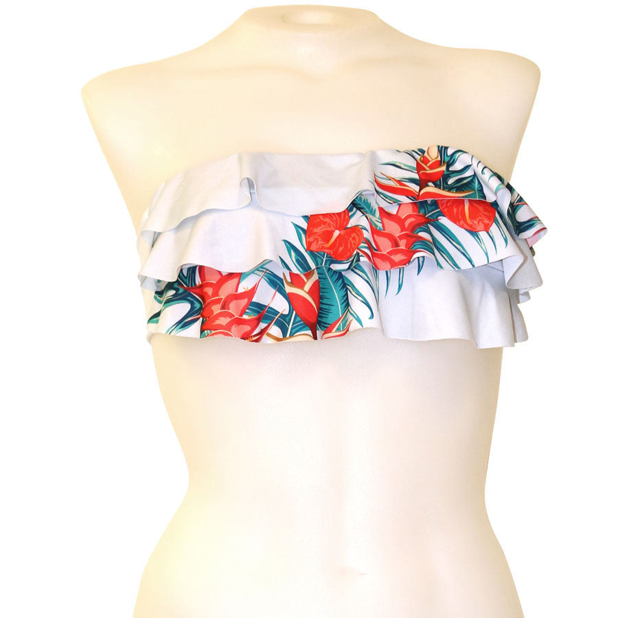 Retro Hawaii 3-Tier Flounce Bandeau Top - Loco Boutique