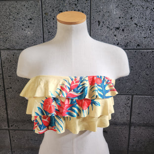 Loco Boutique Retro Hawaii 3-Tier Flounce Bandeau Bikini Top