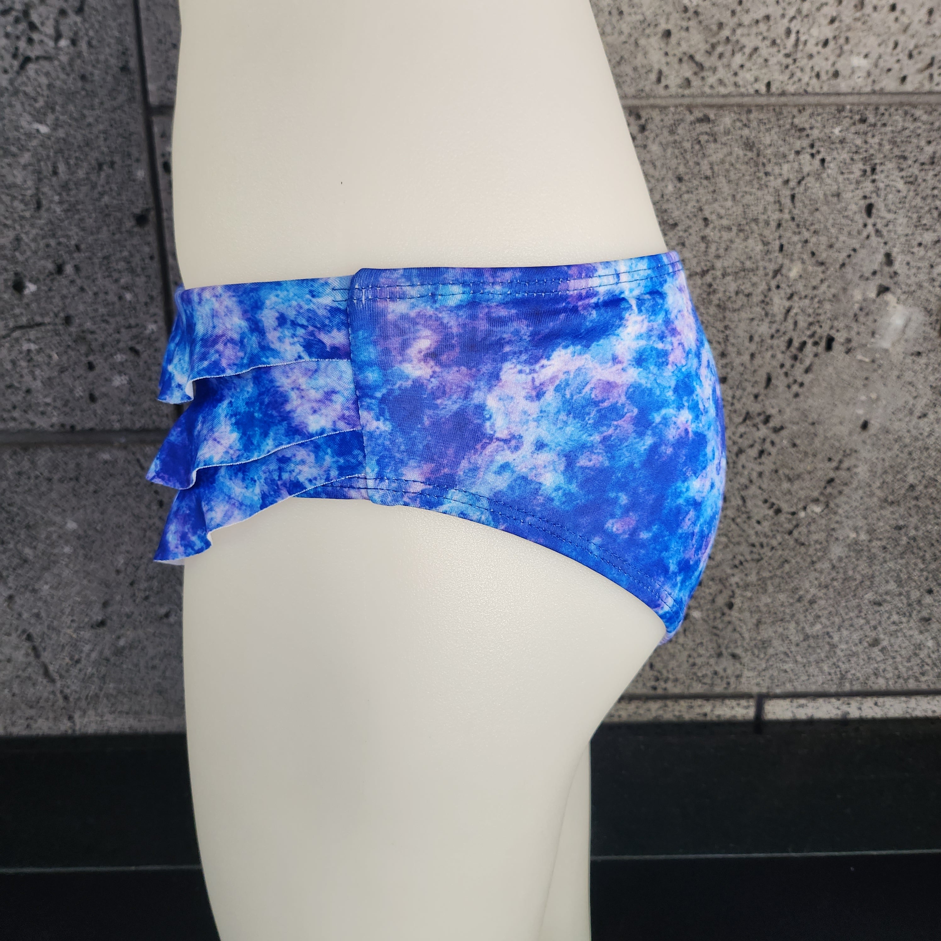 Loco Boutique Hand Dyed Fabric 3-Tier Ruffle Front Mid Rise