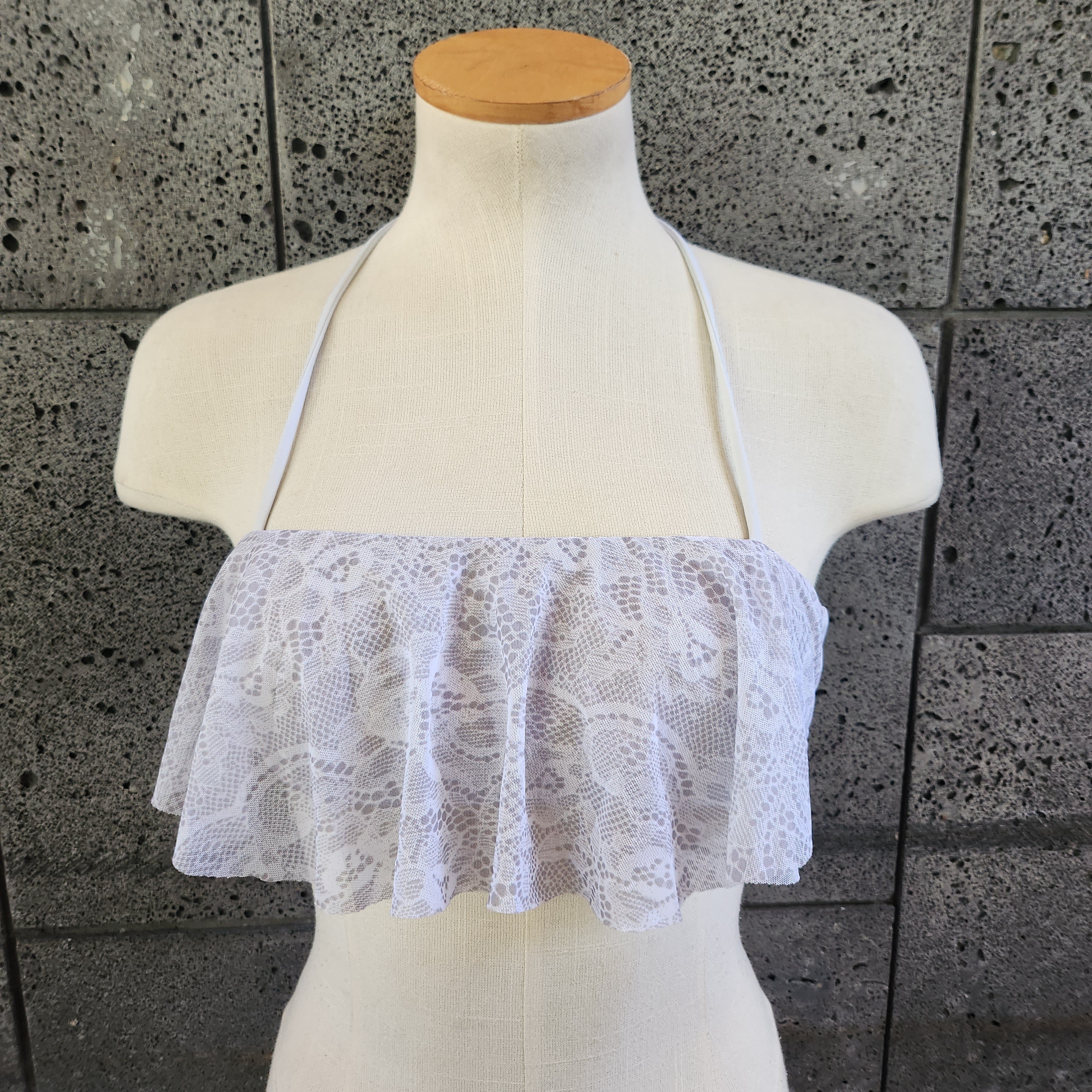 Loco Boutique Pure Lace Long Flounce Bandeau Bikini Top