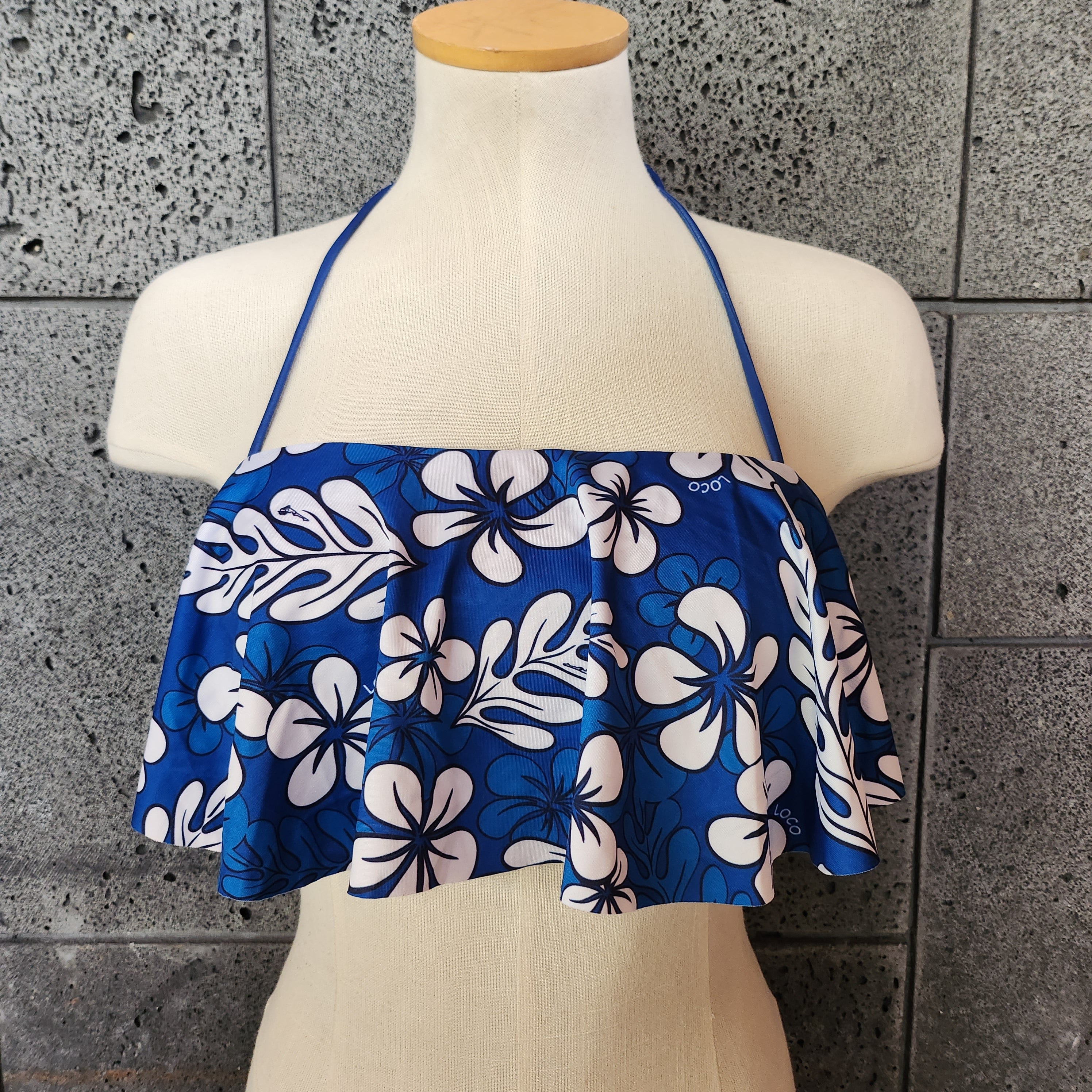 Loco Boutique Blue Plumeria Long Flounce Bandeau