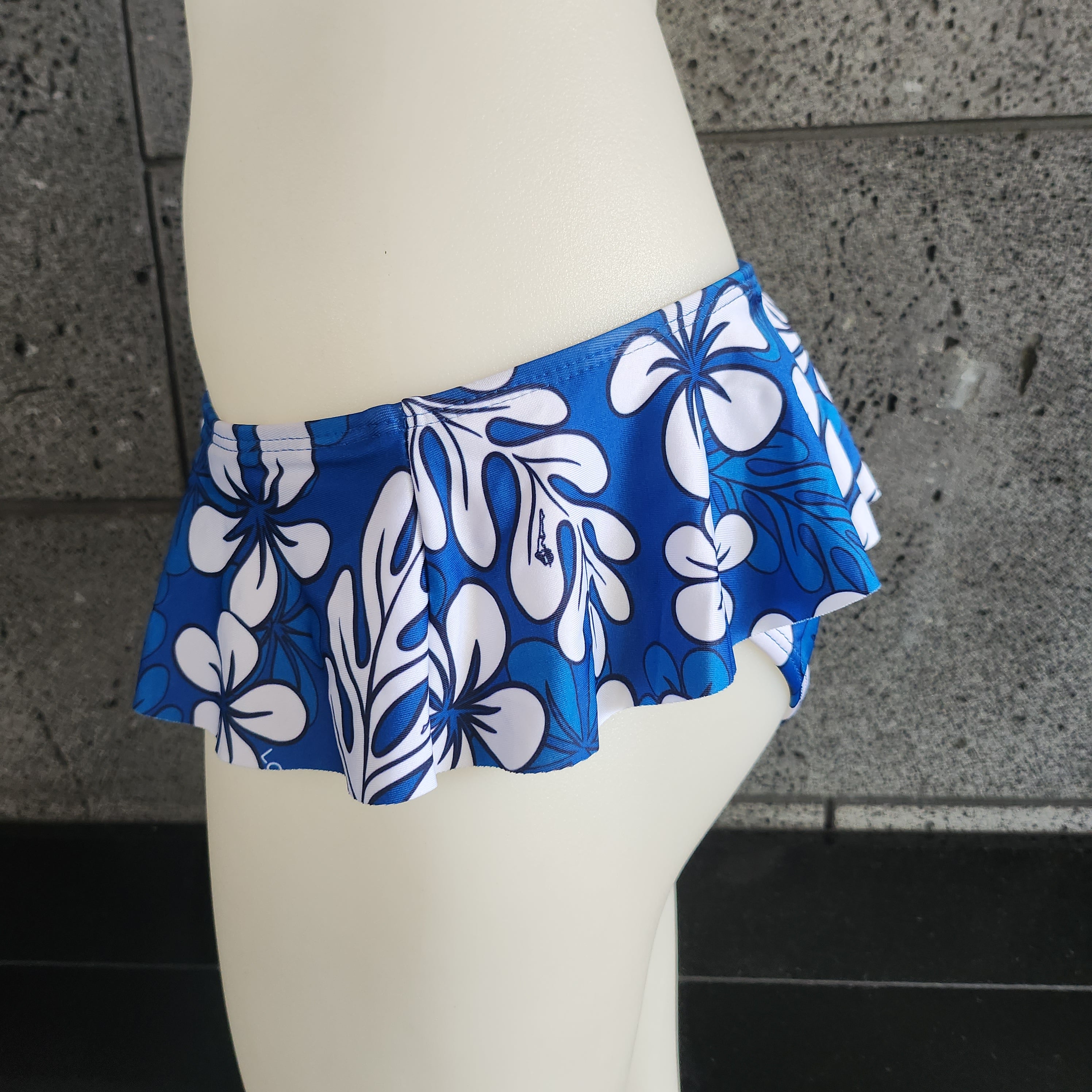 Loco Boutique Blue Plumeria Skirted Bottom