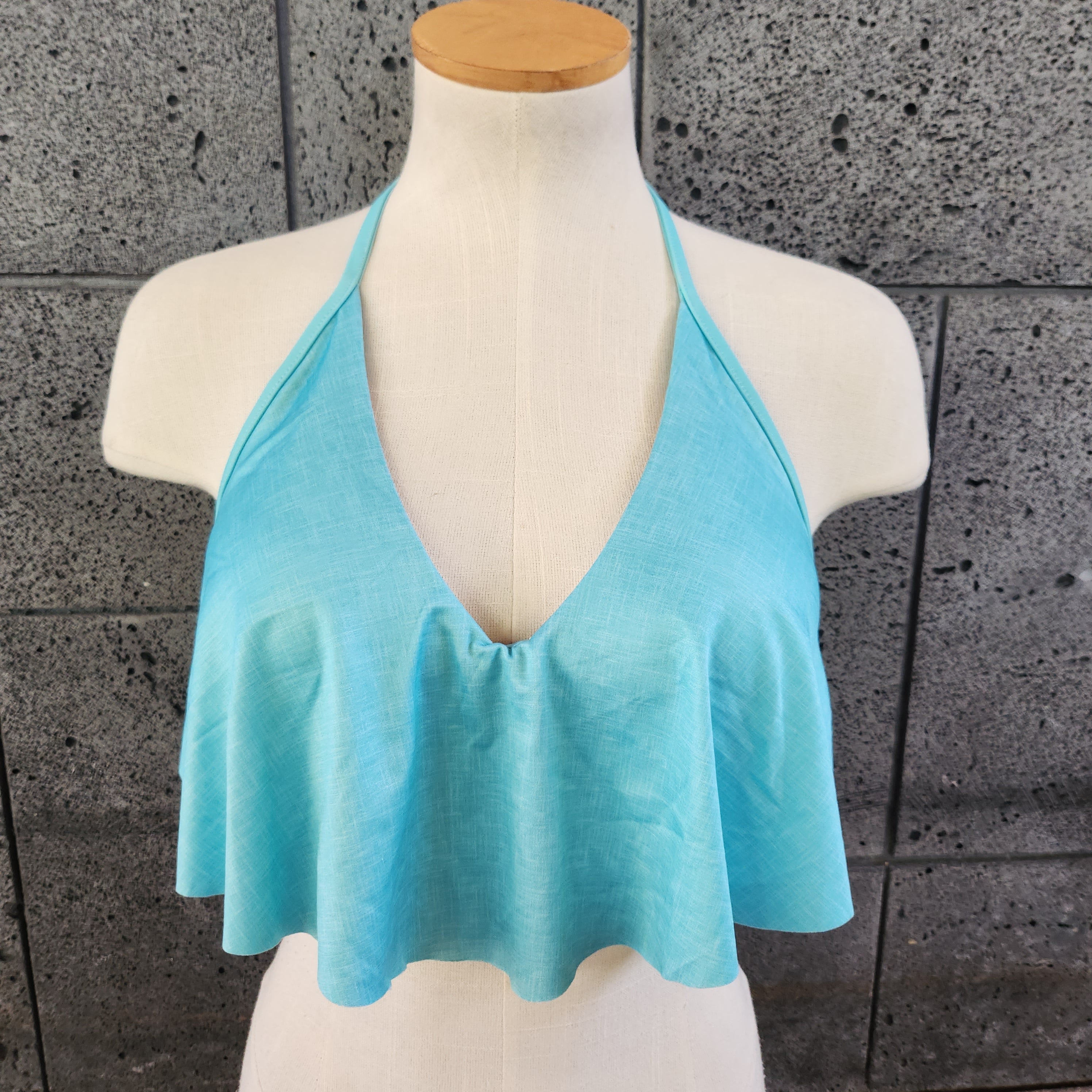 Loco Boutique Linen Flower Long Flounce Front Underwire