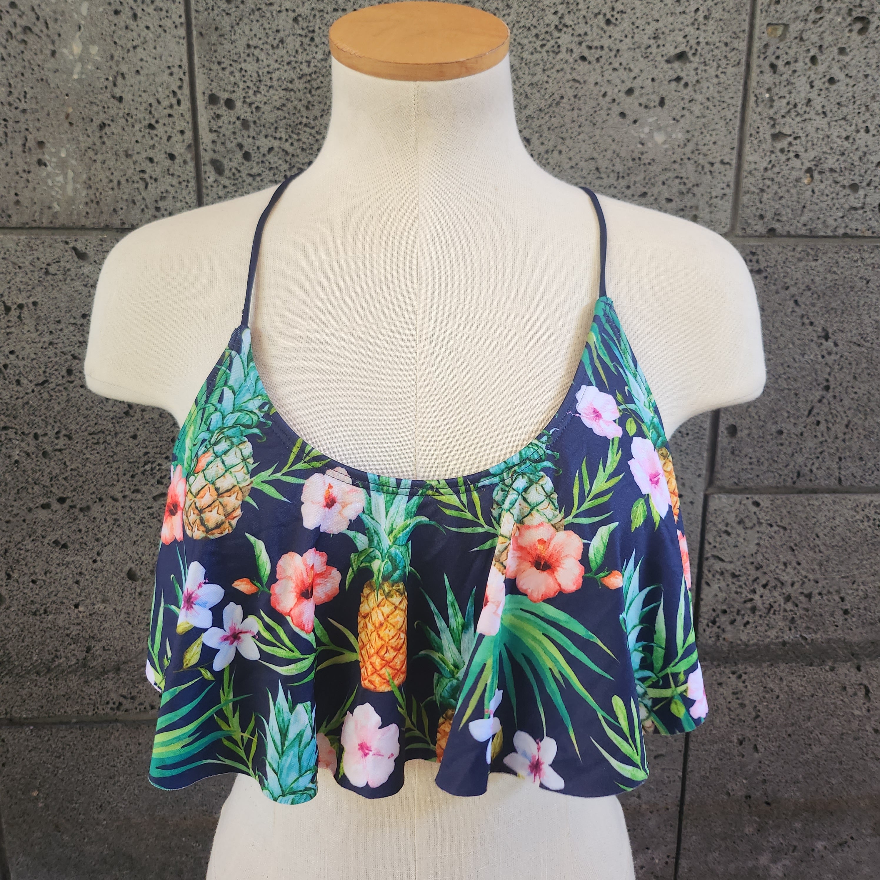 Loco Boutique Pine and Flower Flounce Crop Top