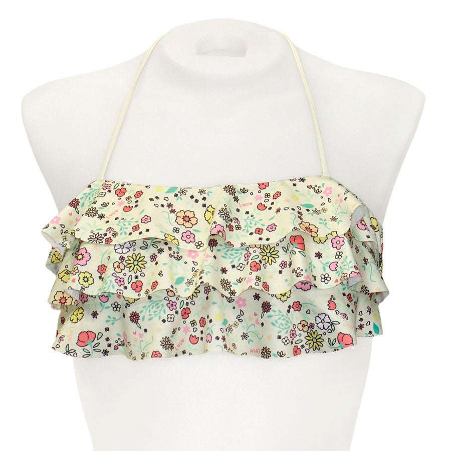 Loco Boutique Little Blossoms 3-Tier Flounce Bandeau Bikini Top