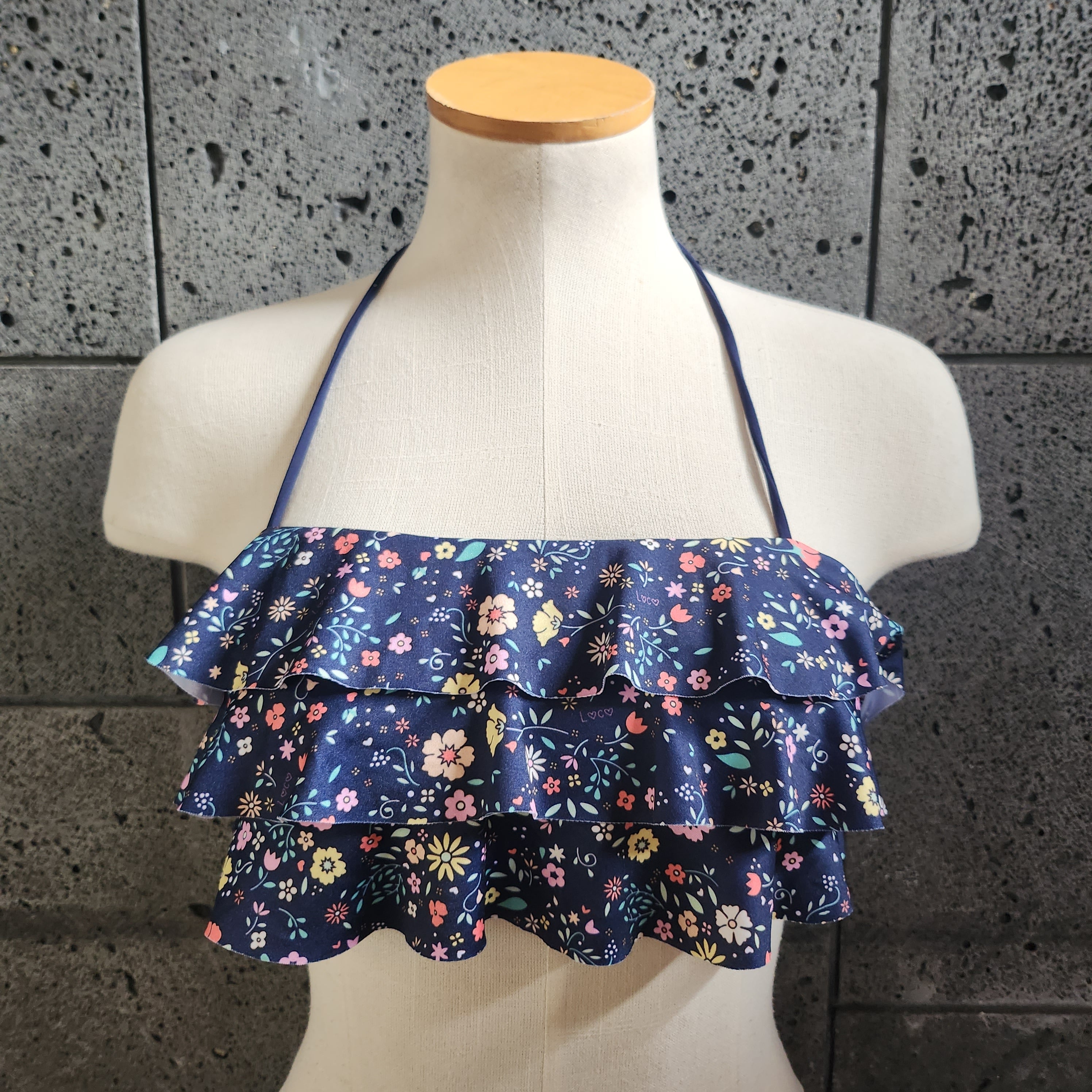 Loco Boutique Little Blossoms 3-Tier Flounce Bandeau Bikini Top