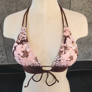 Loco Boutique Woman's Warm Flower Keyhole Front Banded Chest Bikini Top