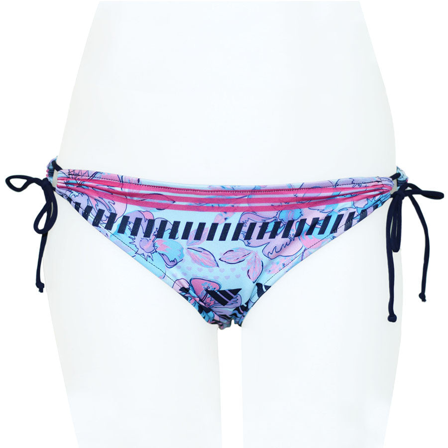 Loco Boutique Woman's Watercolor Hibis Reversible Keyhole Gather Bikini