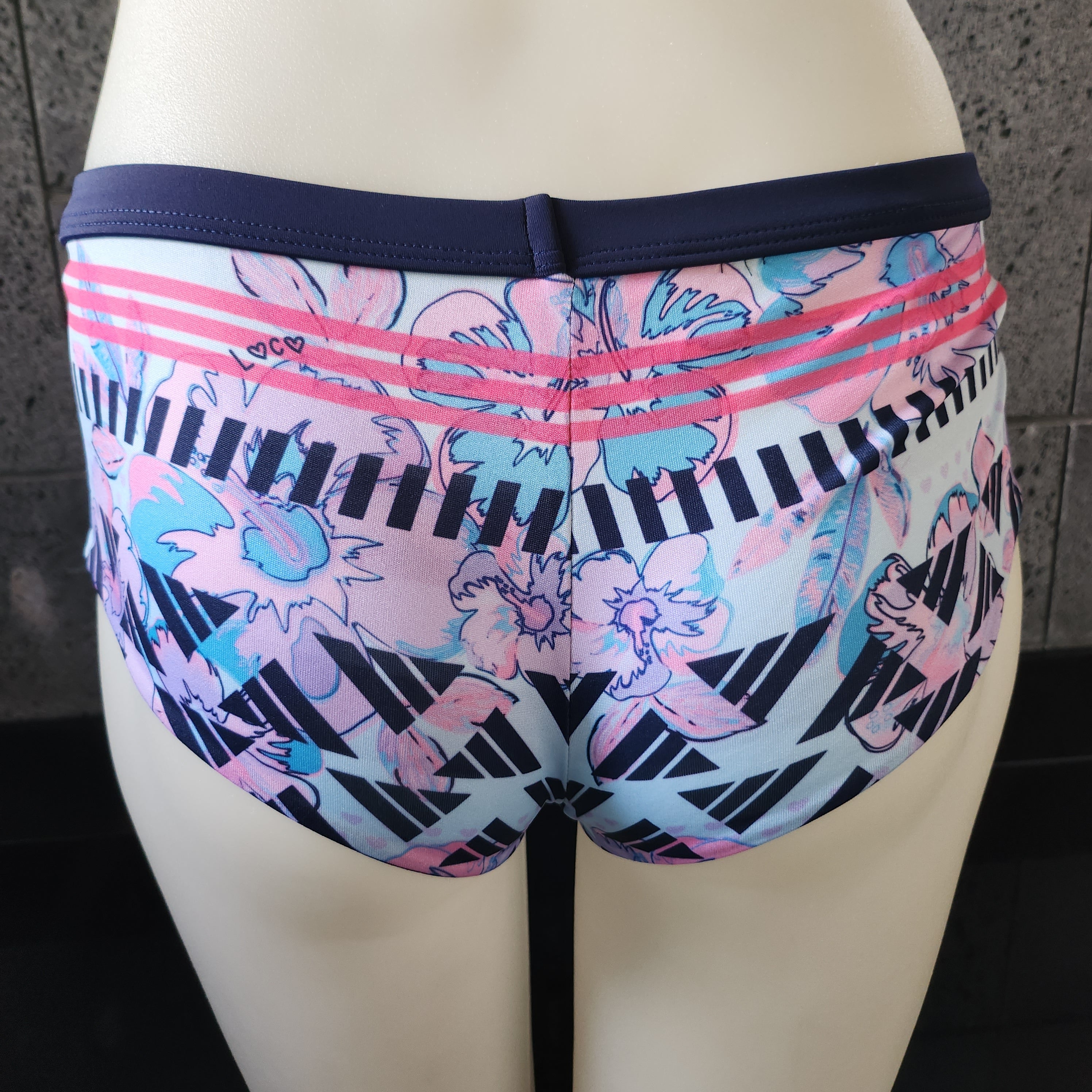 Loco Boutique Woman's Watercolor Hibis Reversible Boy Shorts