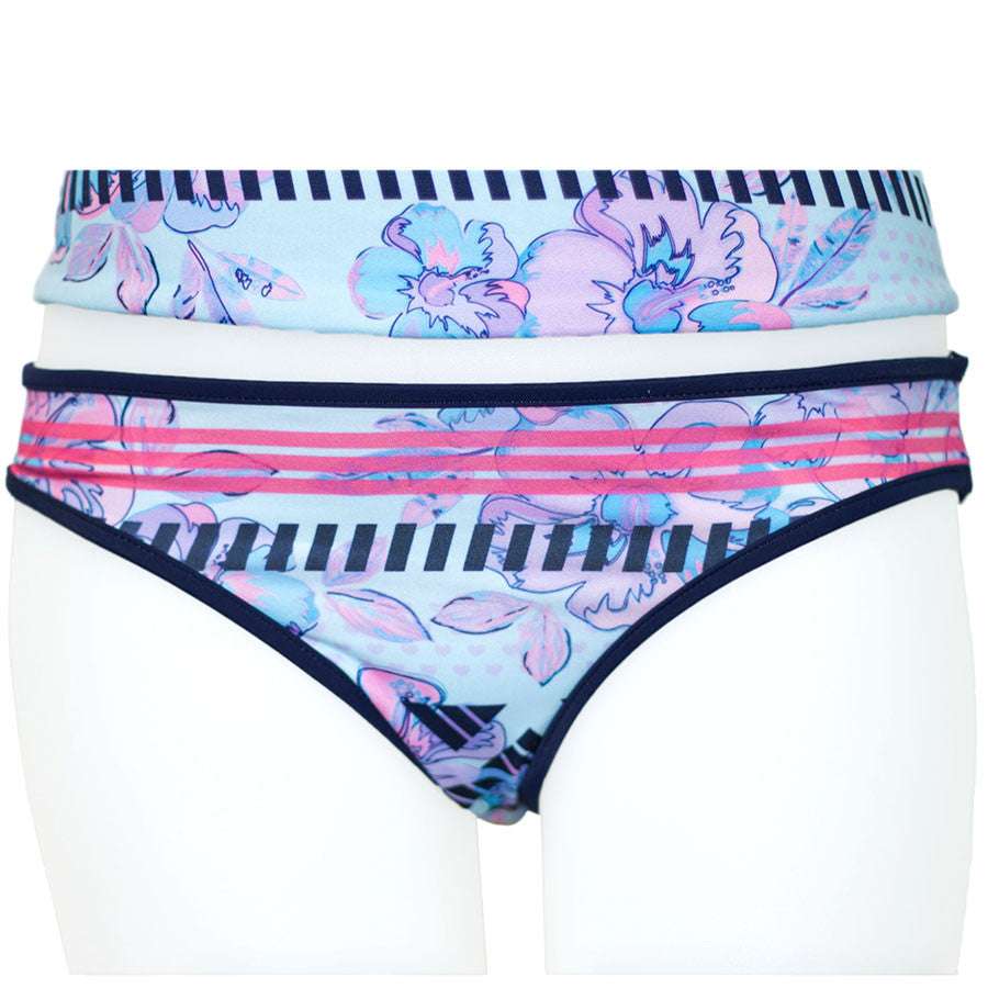 Loco Boutique Woman's Watercolor Hibis Reversible Bikini Bottom