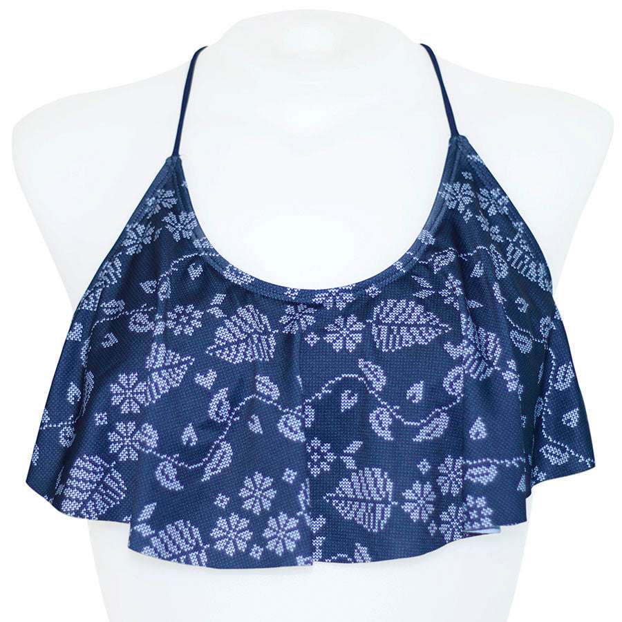 Floral Stitch Flounce Crop Top - Loco Boutique