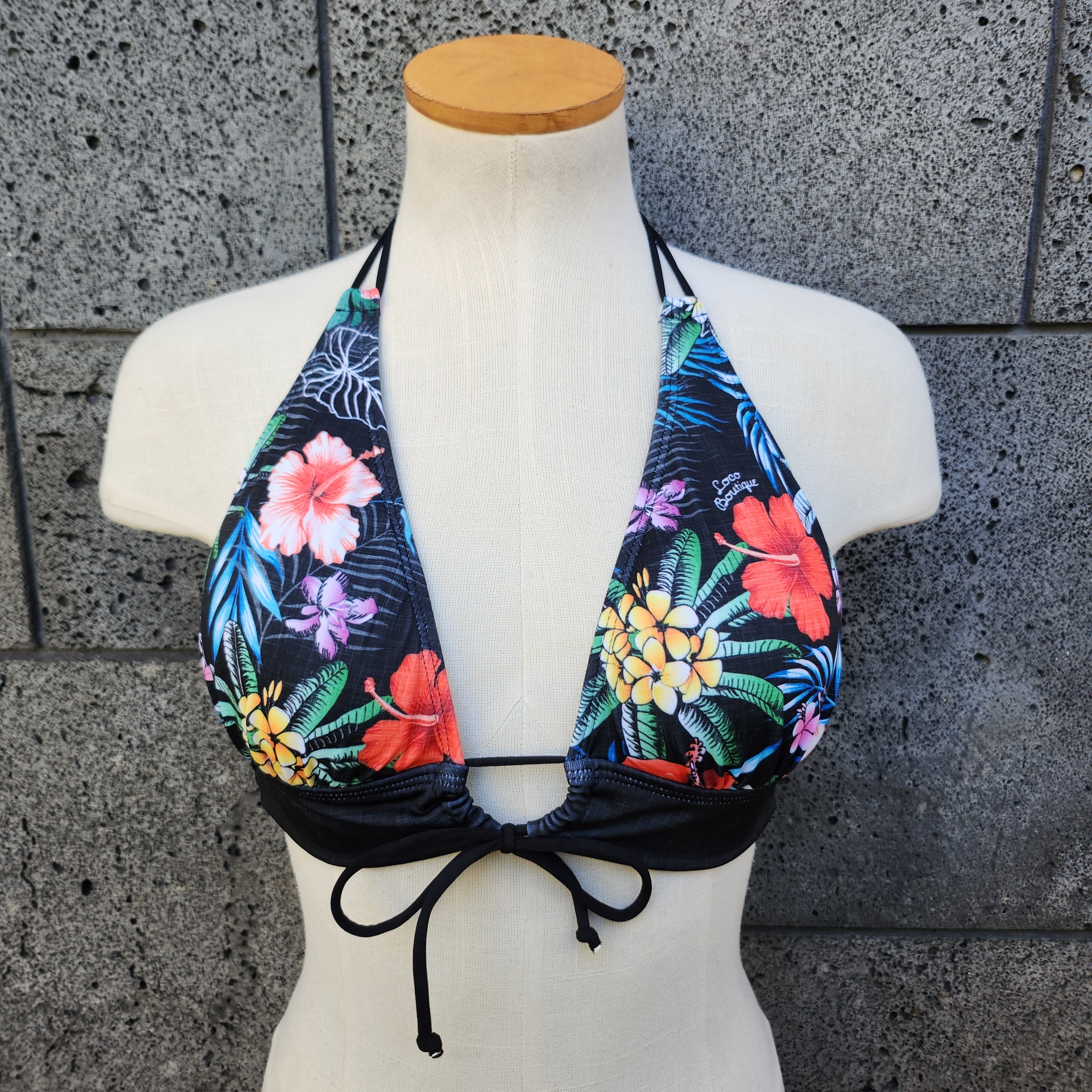 Loco Boutique Red Hibis-2 Keyhole Front Banded Chest