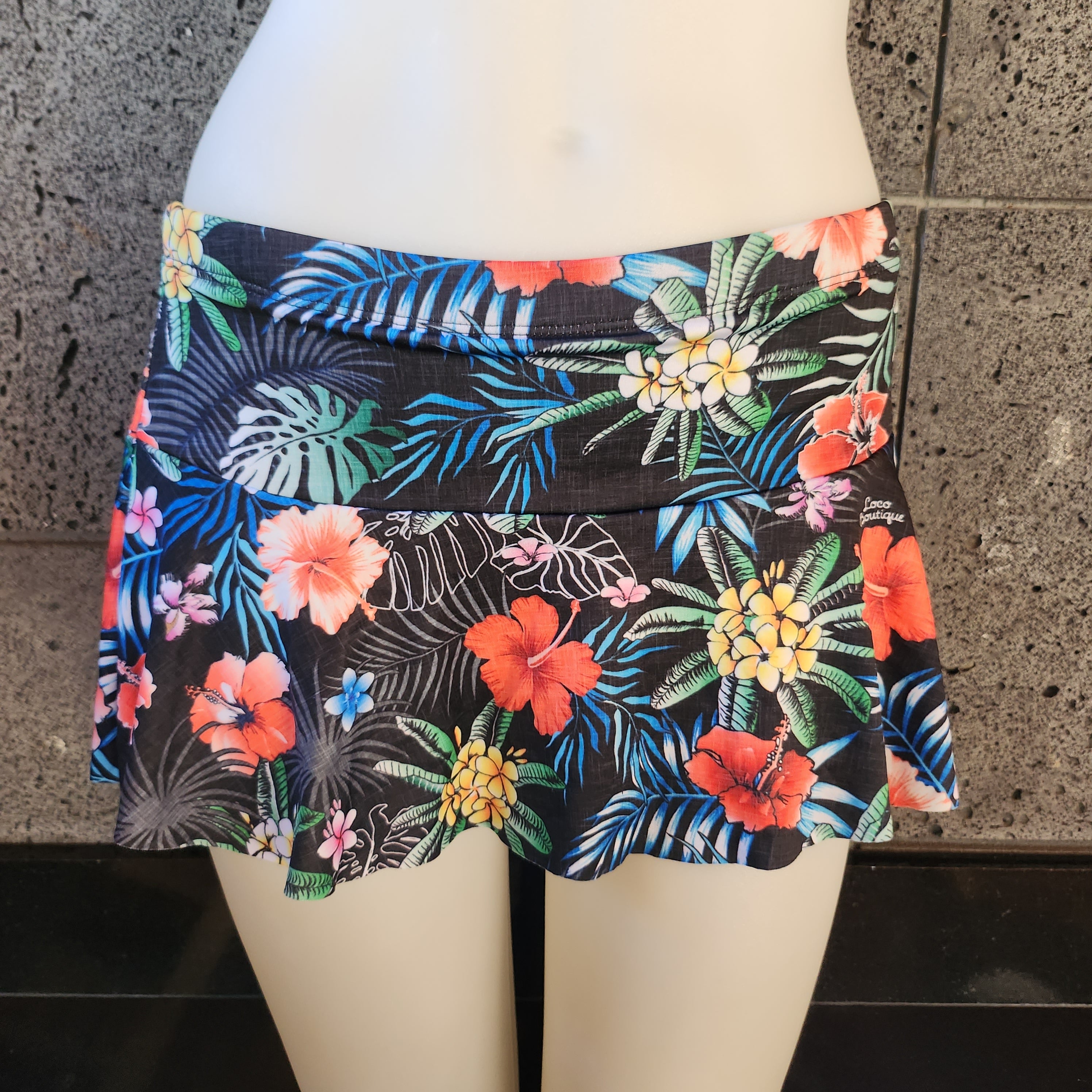 Loco Boutique Red Hibis-2 Flared Skort