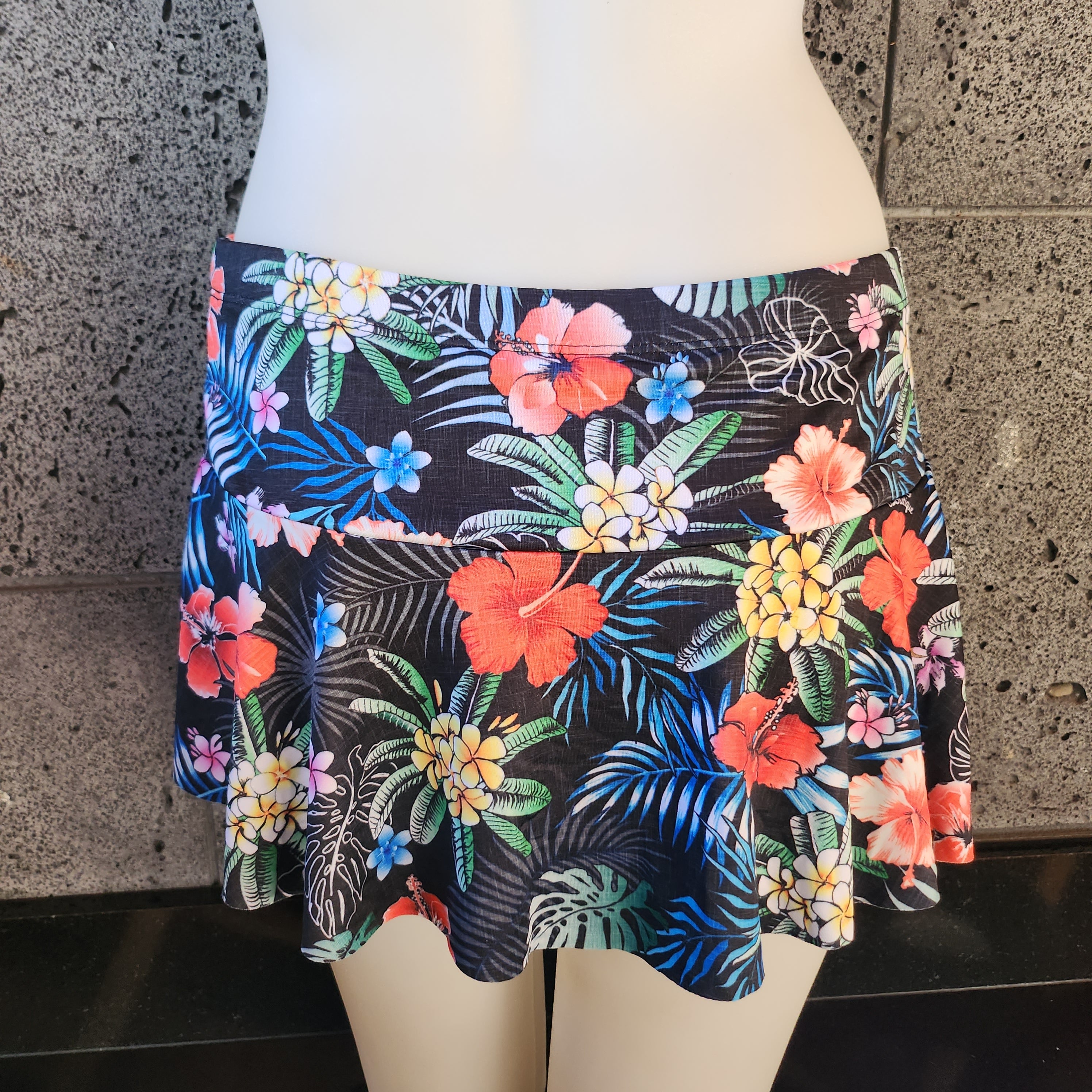 Loco Boutique Red Hibis-2 Flared Skort