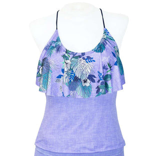 Linen Flower Flounce Front Tankini - Loco Boutique