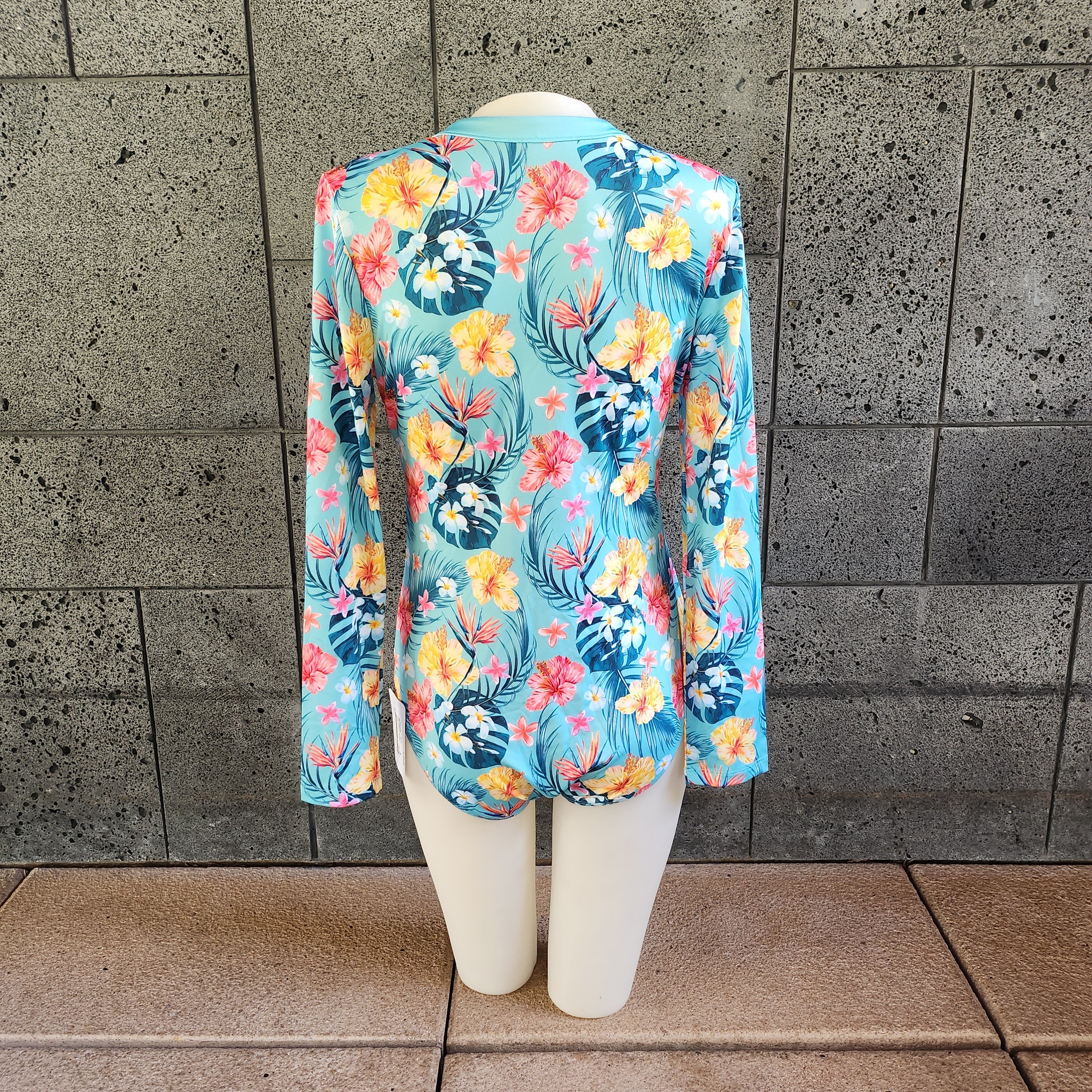 Hawaiian Flower Long Sleeve One Piece