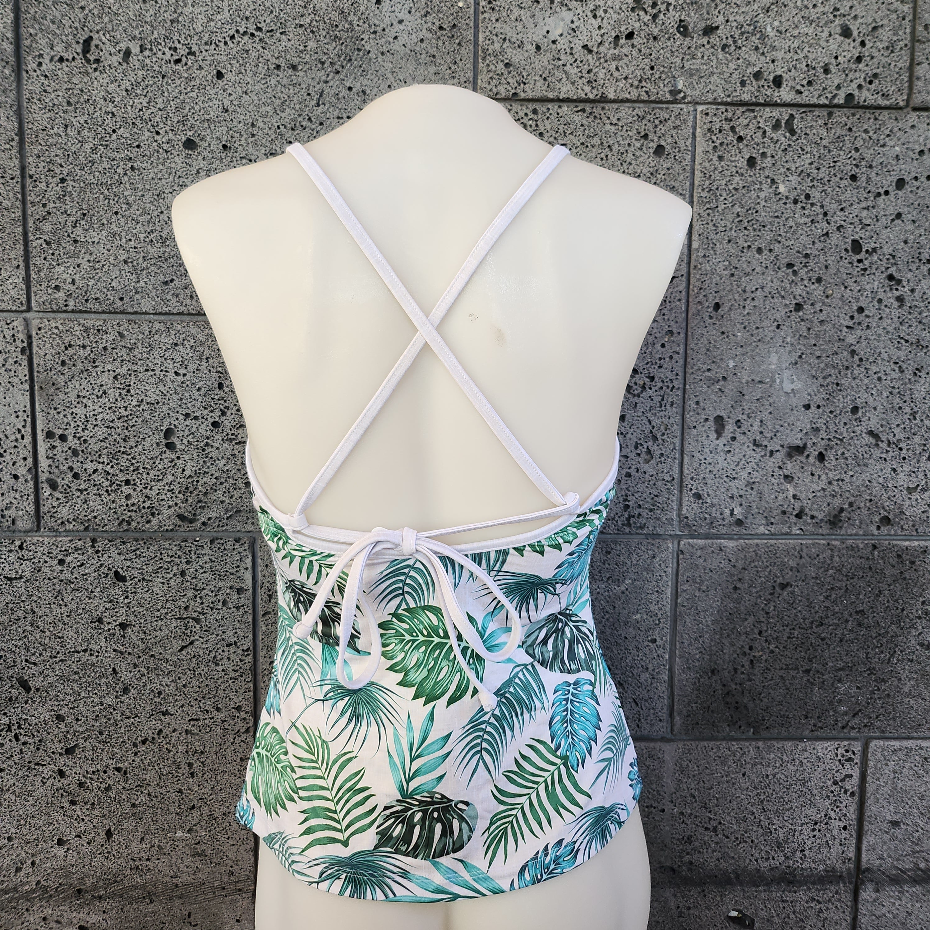 Loco Boutique Palm Leaves Halter Tankini Top