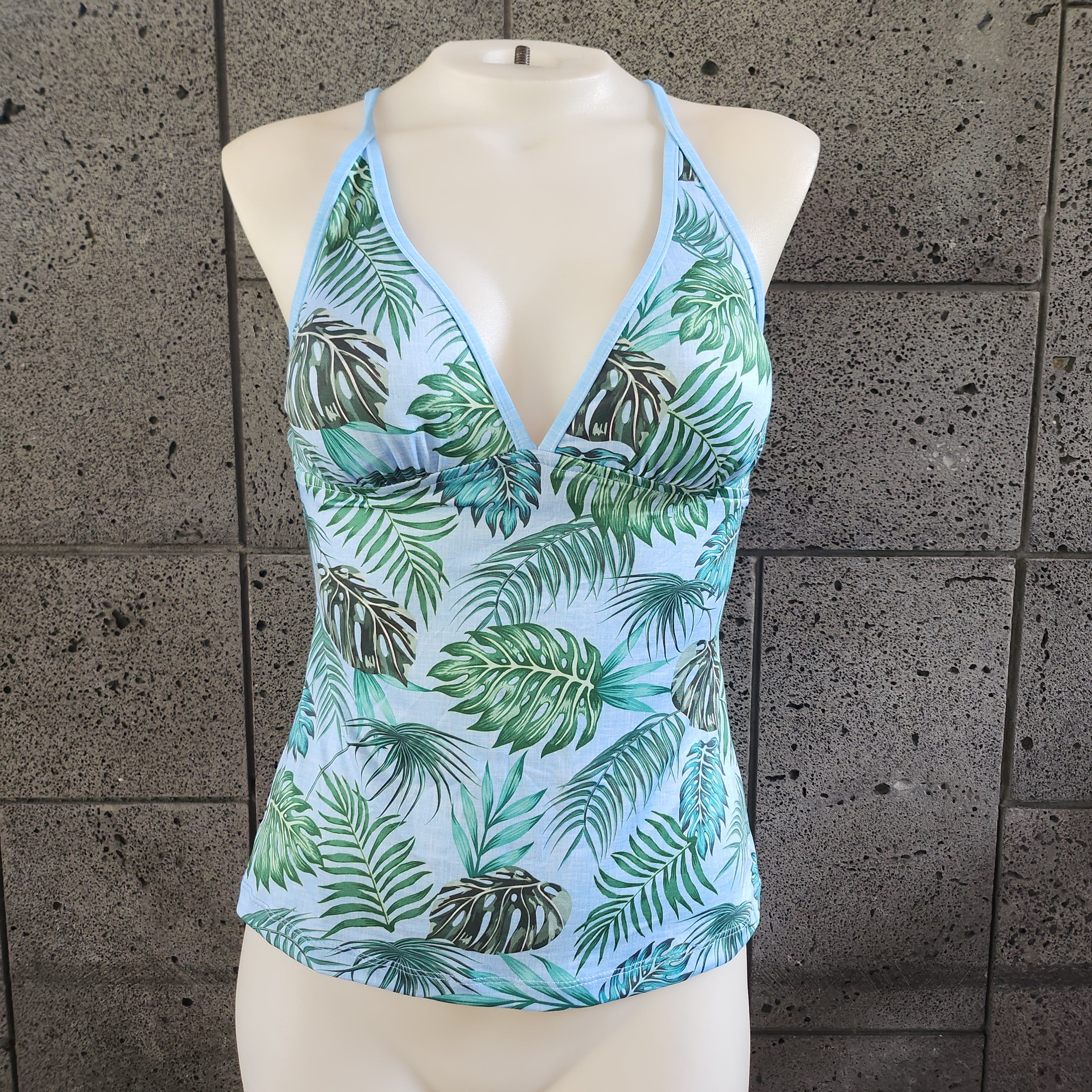 Loco Boutique Palm Leaves Halter Tankini Top