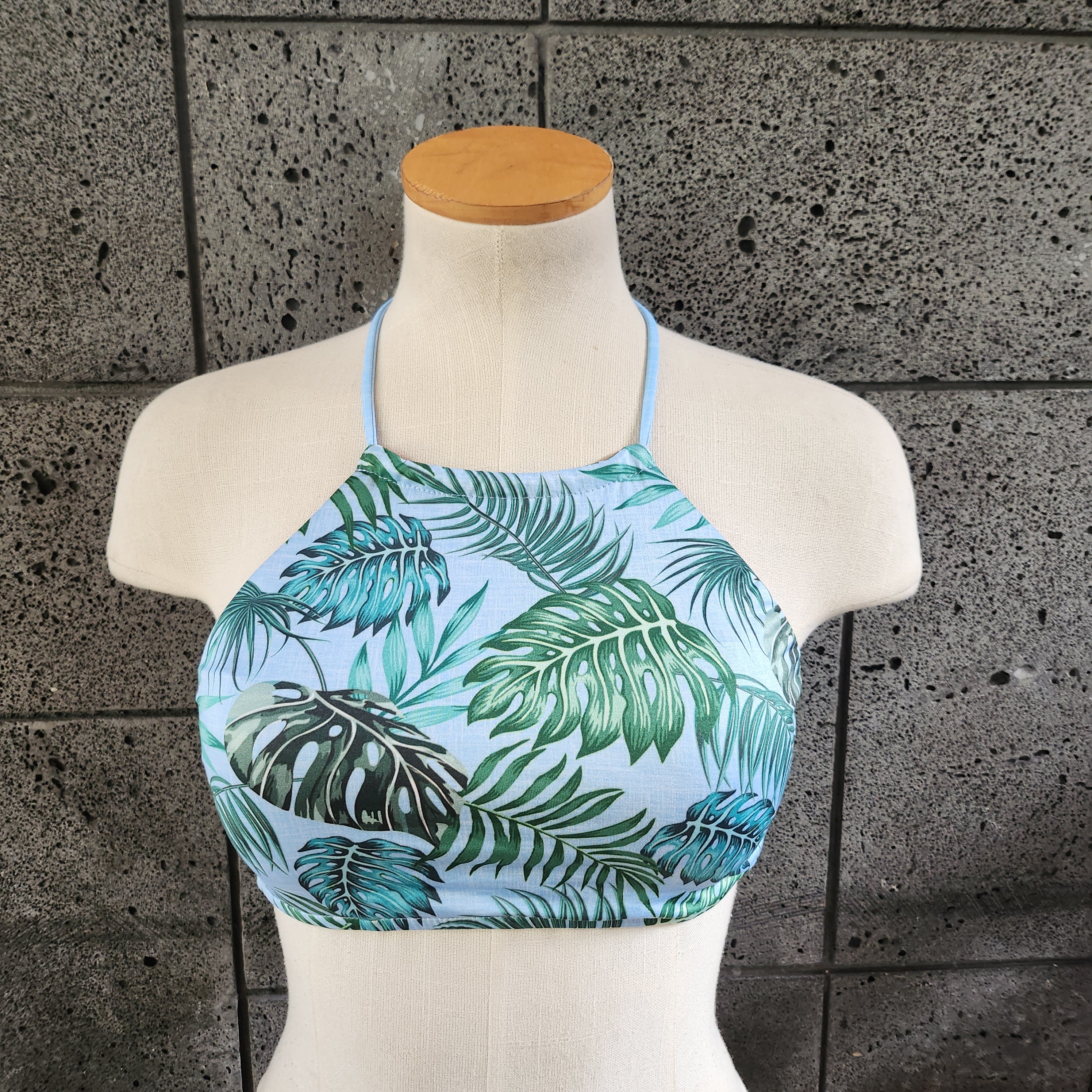 Loco Boutique Palm Leaves Halter Crop Top