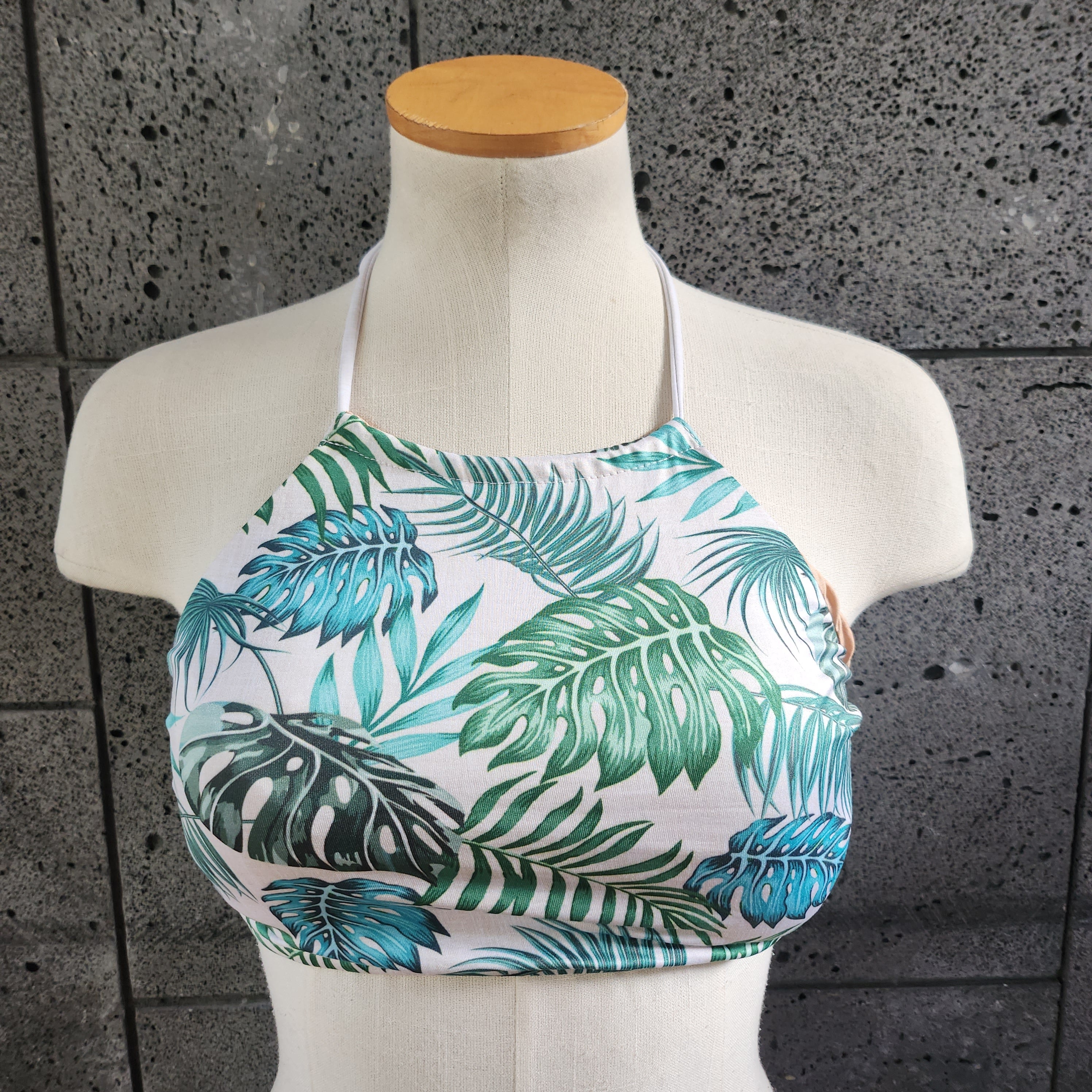 Loco Boutique Palm Leaves Halter Crop Top