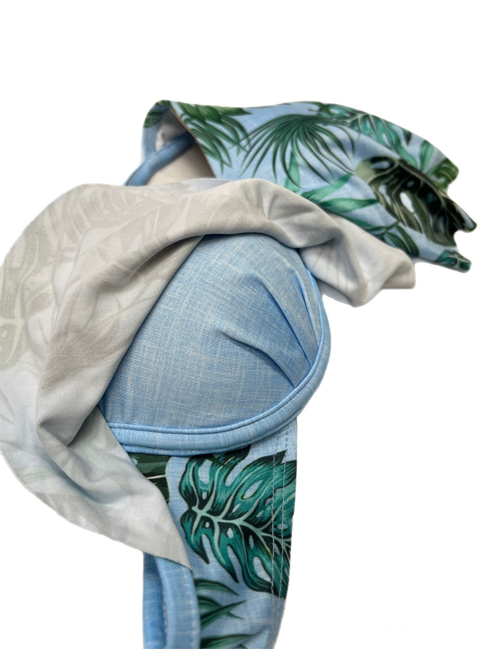 Loco Boutique Palm Leaves Long Flounce Front Underwire Bikini Top