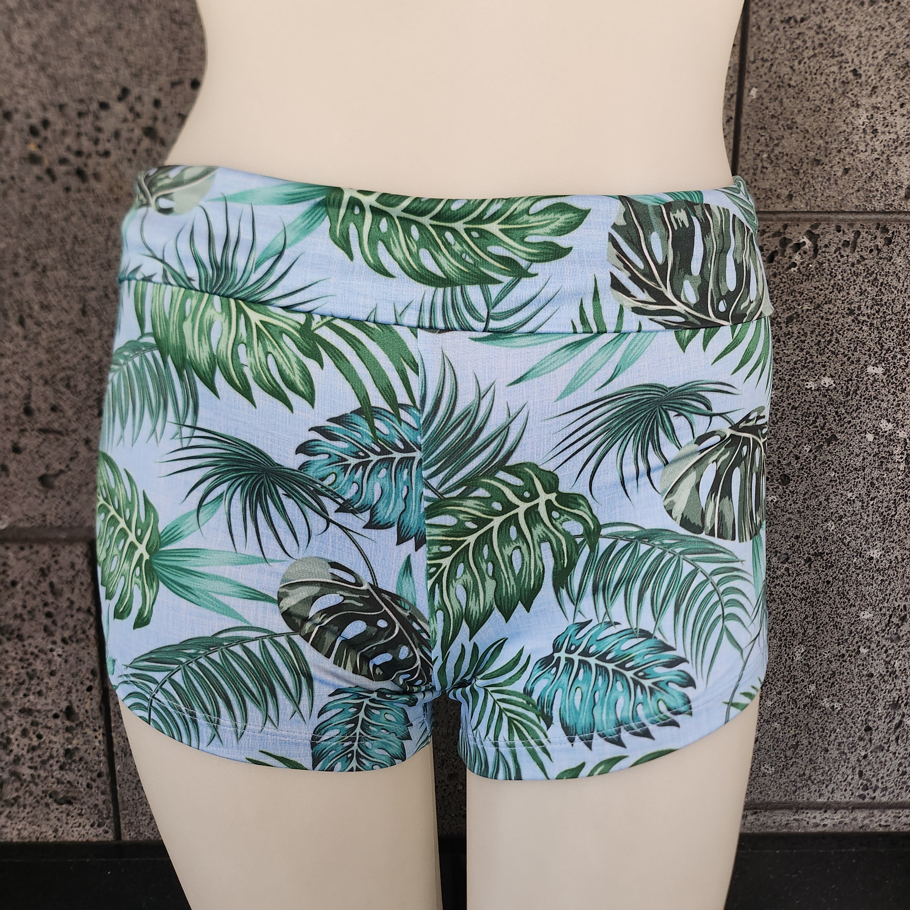 Loco Boutique Palm Leaves Roll Band Swim Shorts