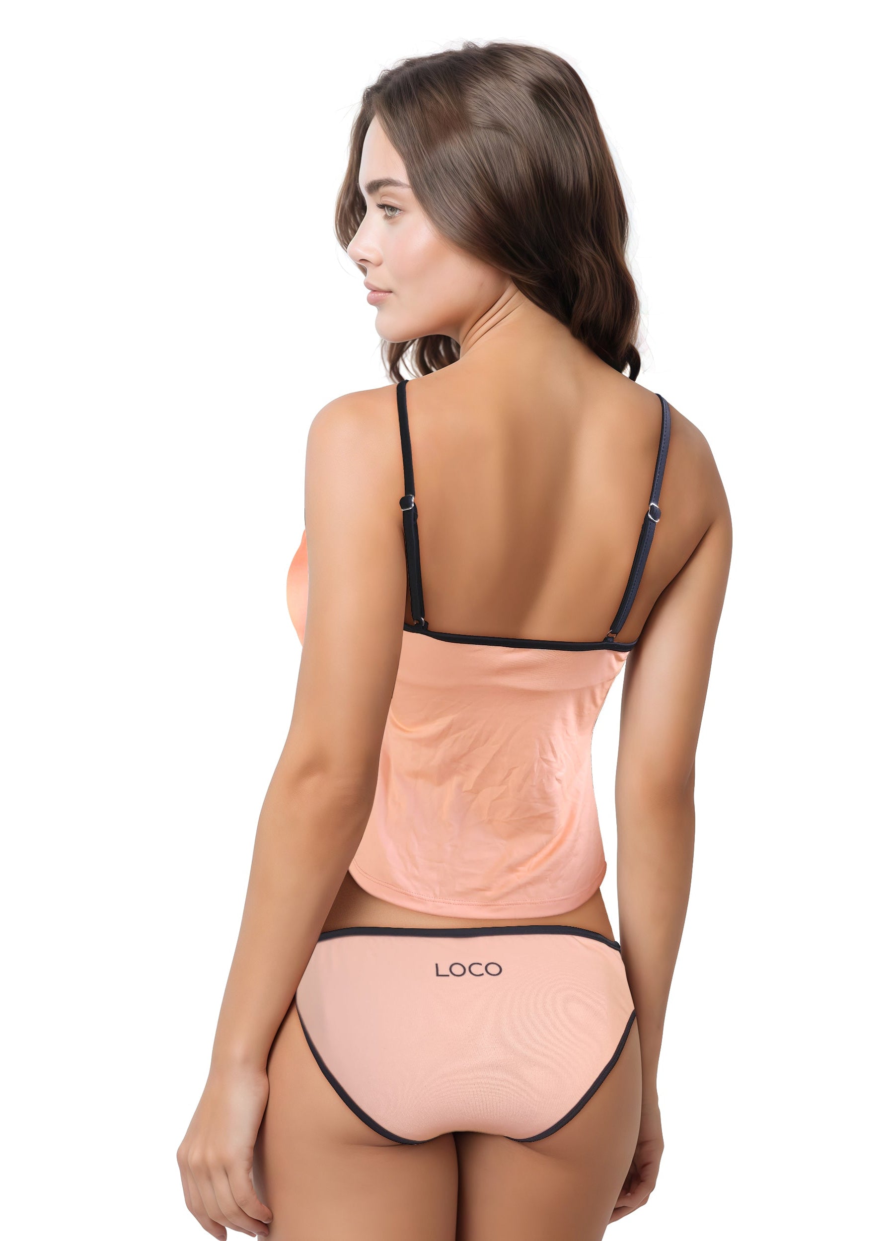 Loco Boutique Neon Black Piping Strappy Sides Bikini Bottom