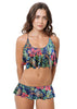 Loco Boutique Pineapple Hibiscus Skirted Swim Bottom - NAVY / XS