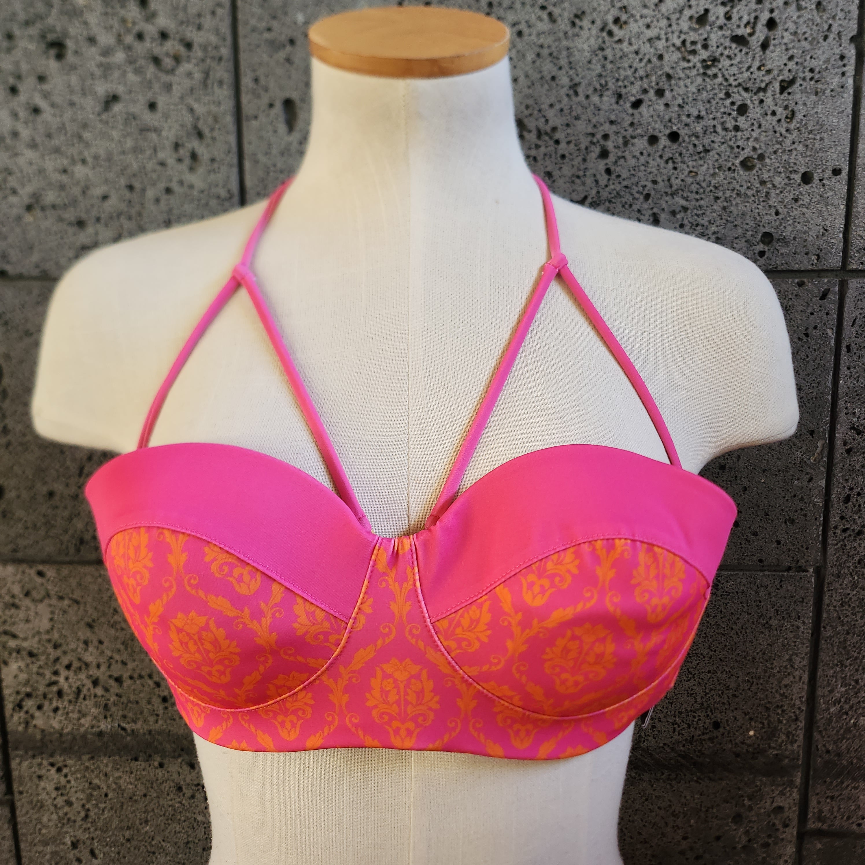 Loco Boutique Italian Damask Halter Bikini Top