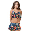Loco Boutique Red Hibis-2 Flared Skort - Black / S