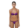 Loco Boutique Purple Ribbed High-Cut Thong Bikini Bottom - PURPLE / XS