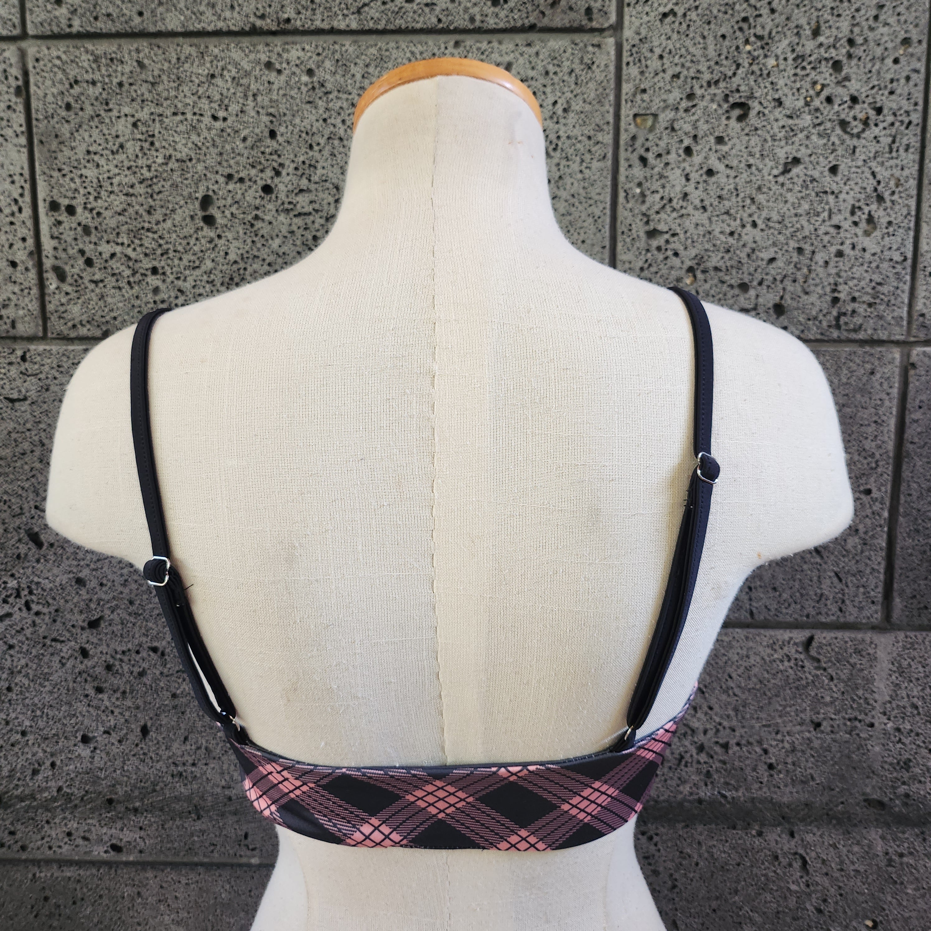 Loco Boutique Palaka Twist Plaid Twist Front Bikini Top