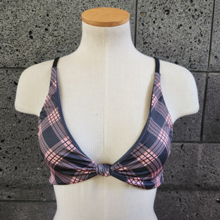 Loco Boutique Palaka Twist Plaid Twist Front Bikini Top
