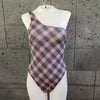 Loco Boutique Palaka One-Shoulder Plaid One-Piece Swimsuit - ASH ROSE / M