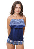 Loco Boutique Waikiki Fireworks Flounce Top Tankini - White / S