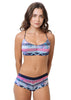 Loco Boutique Woman's Watercolor Hibis Reversible Athletic Bikini Top - NAVY / S