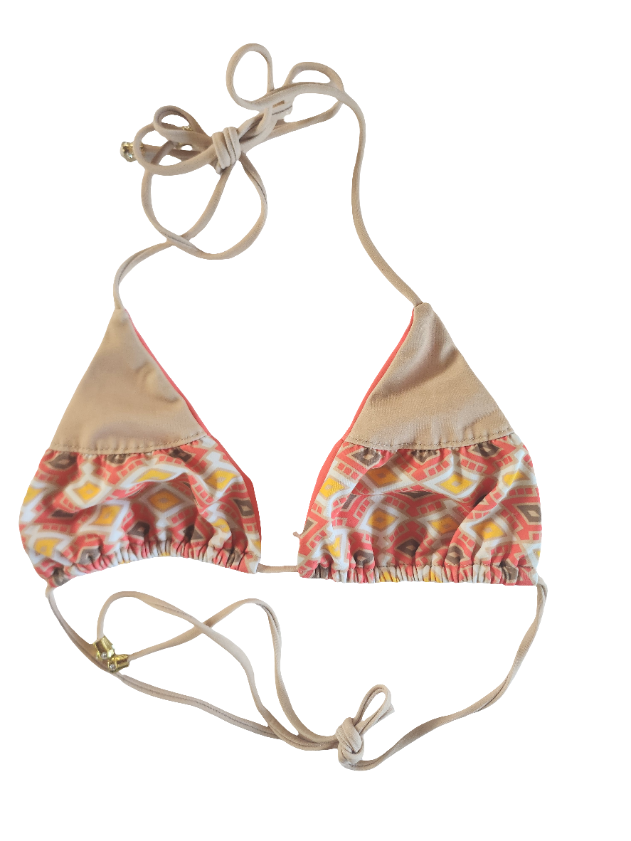 Loco Boutique Navajo Tie Back Two Tone Triangle Bikini Top