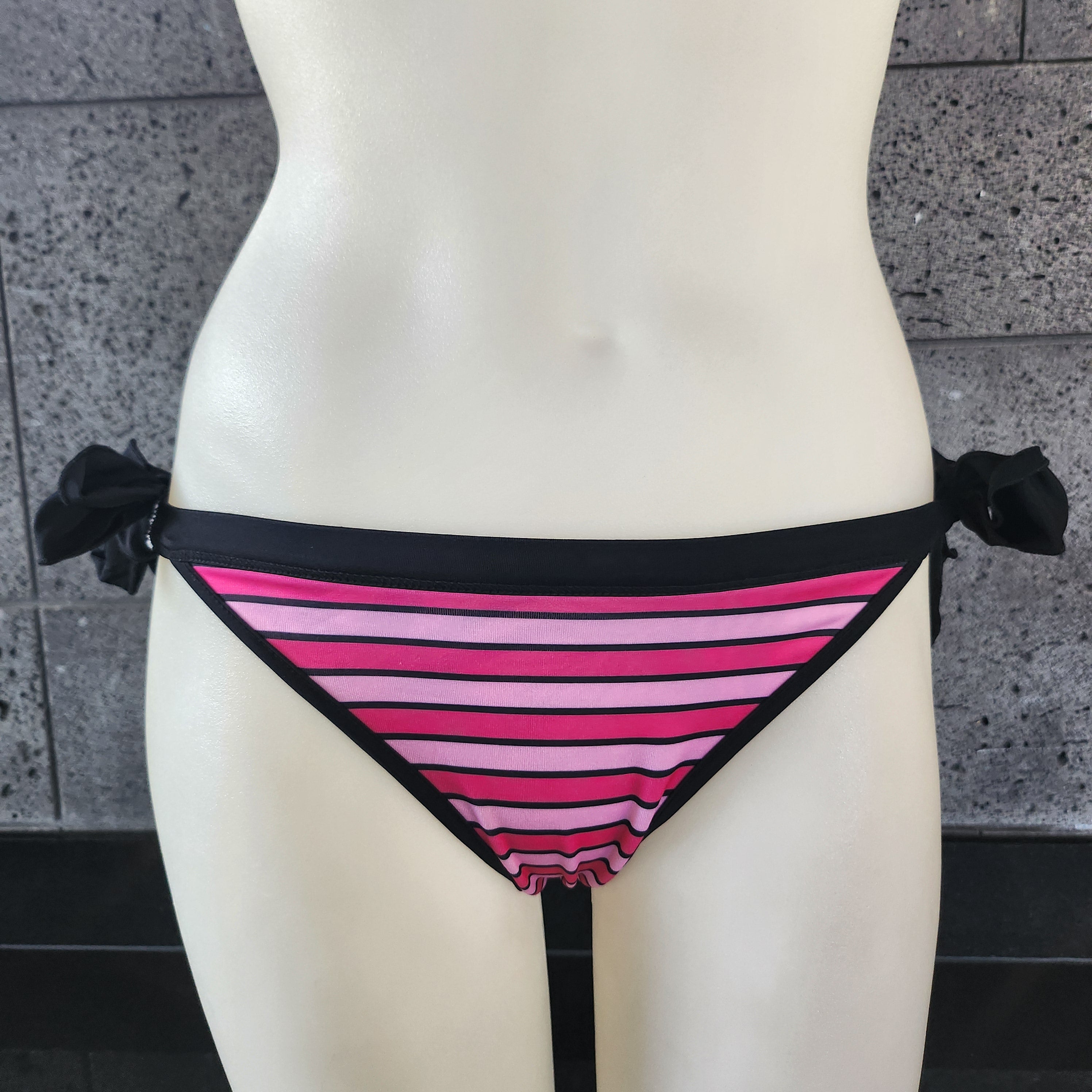 Loco Boutique Shadow Stripe Reversible Banded Waist Bikini Bottom