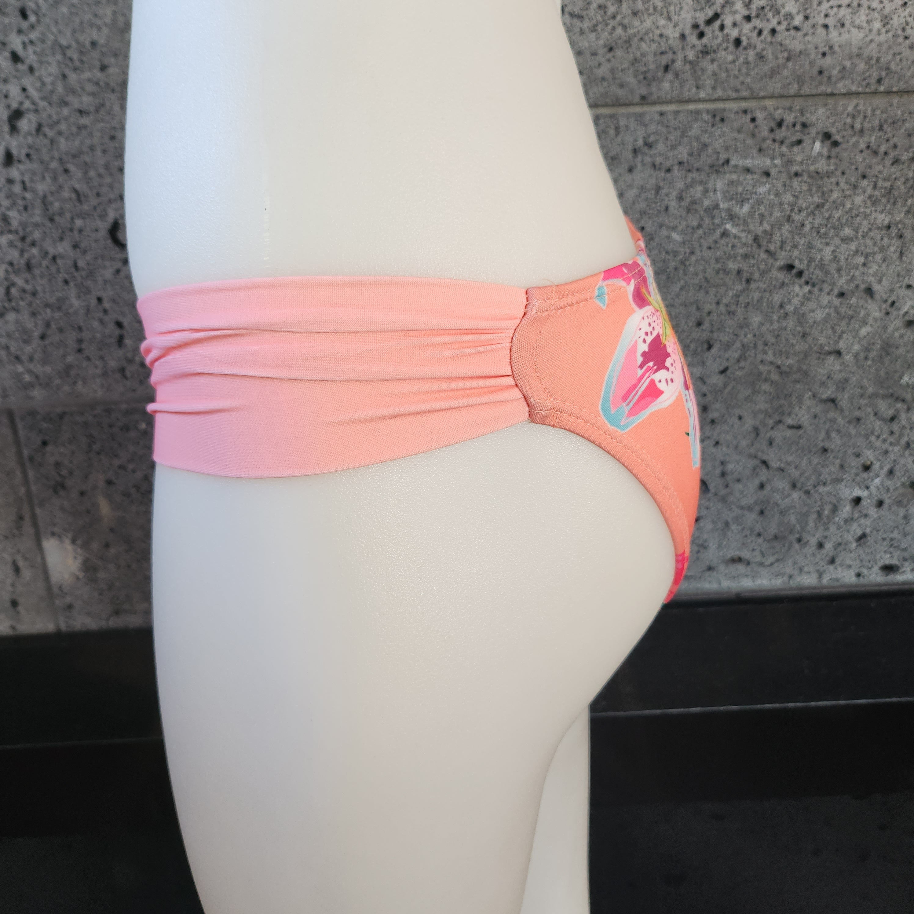 Loco Boutique Woman's Tropical Orchid Side Ruched Bikini Bottom