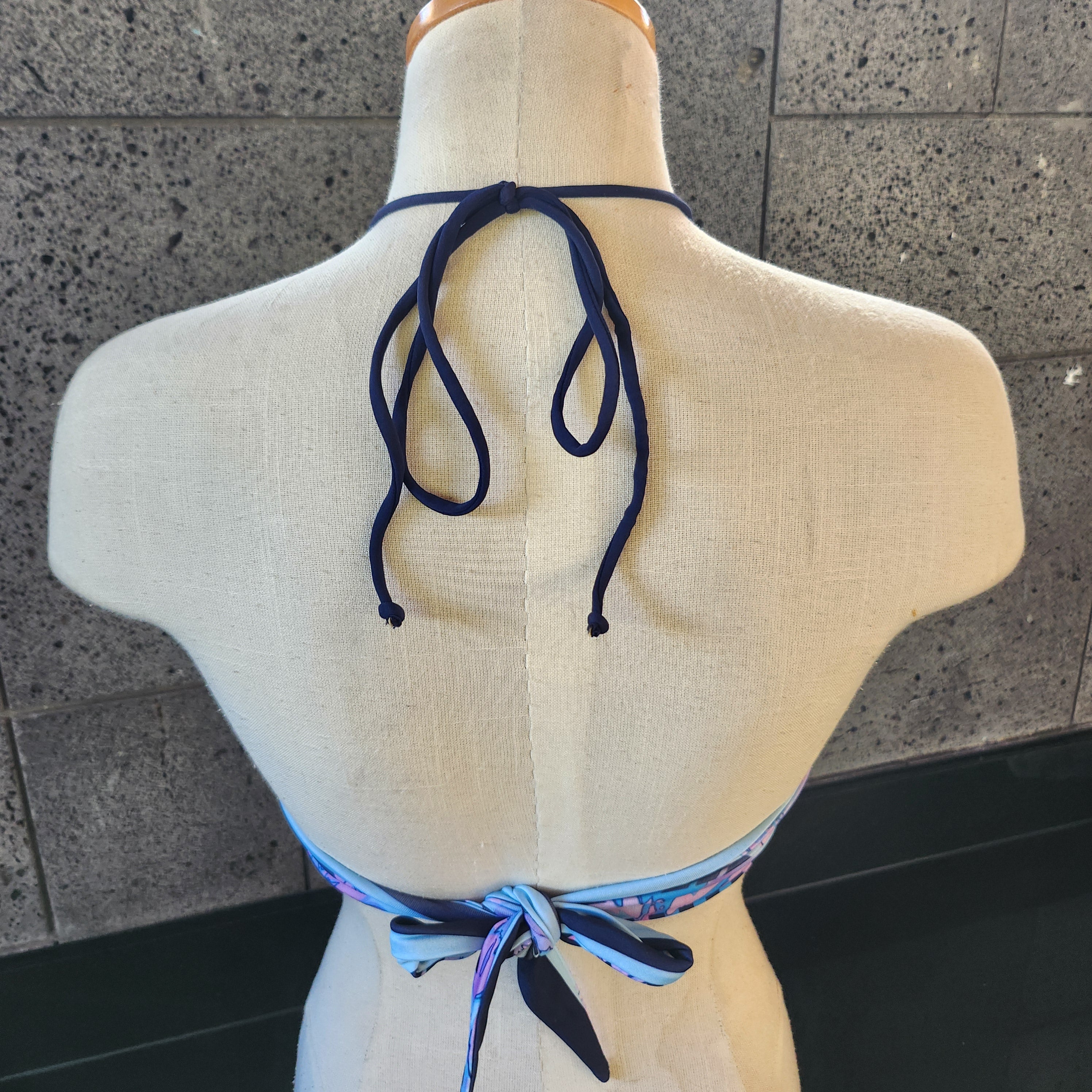 Loco Boutique Woman's Watercolor Hibis Reversible Halter Crop Top