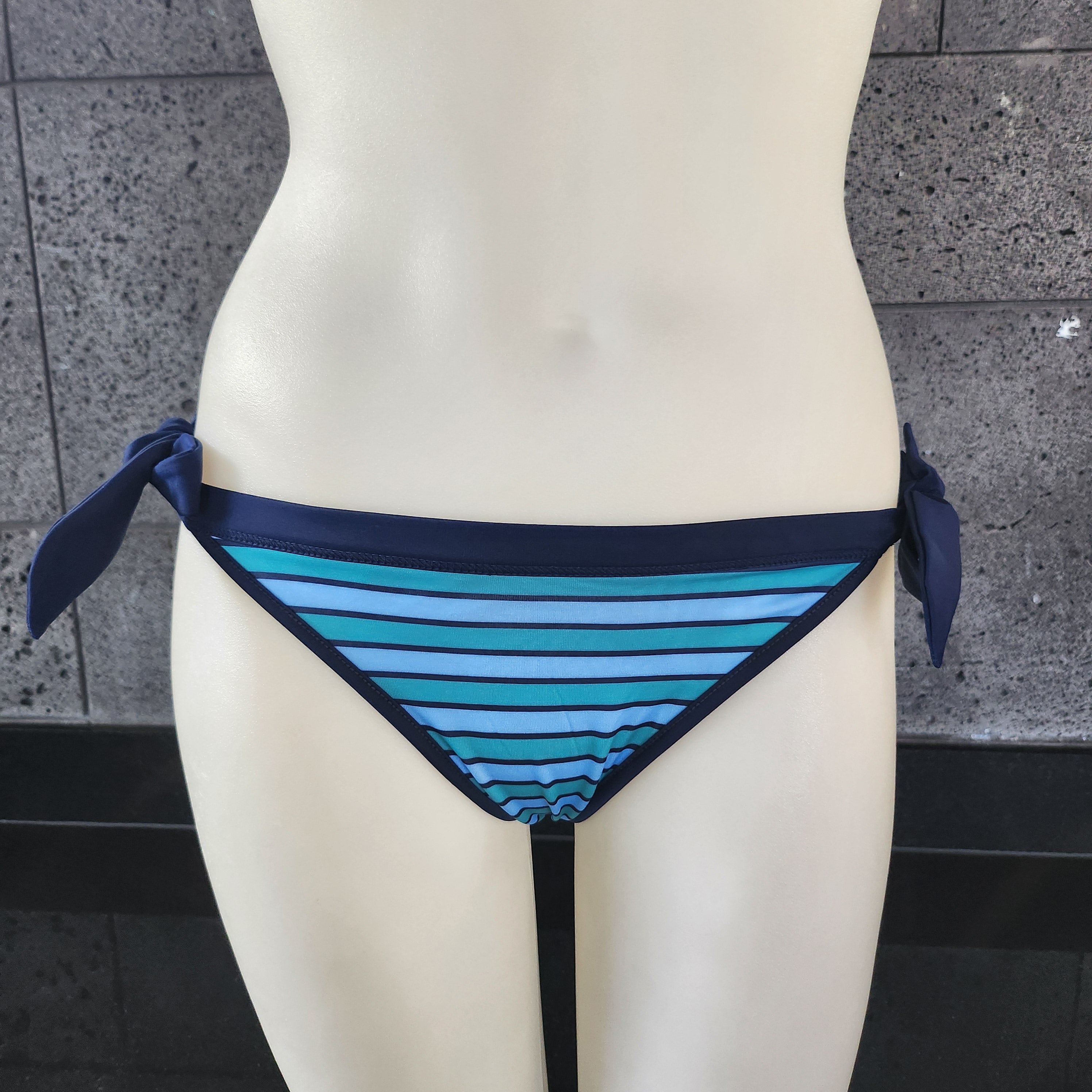 Loco Boutique Shadow Stripe Reversible Banded Waist Bikini Bottom