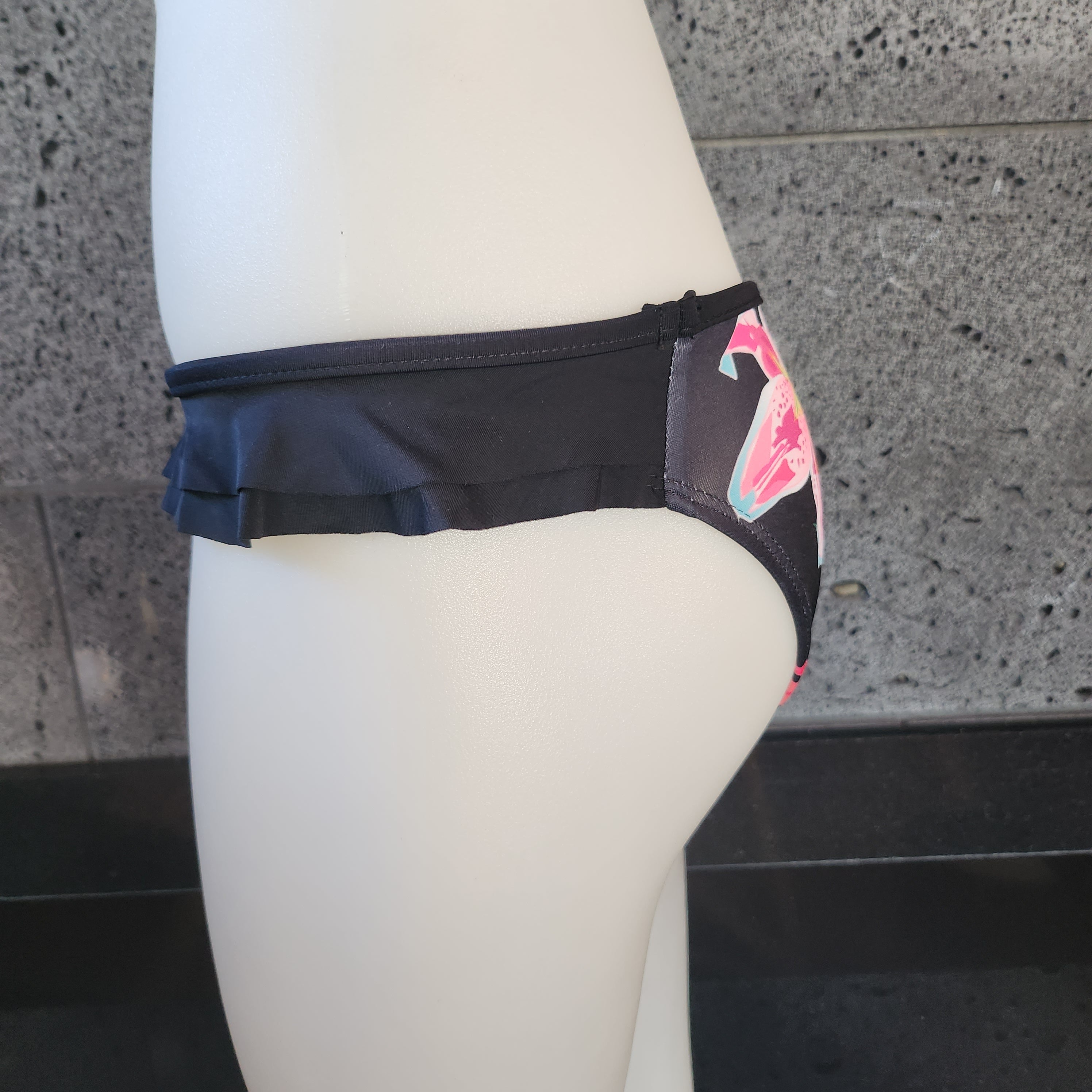 Loco Boutique Woman's Tropical Orchid Double Side Ruffle Bikini Bottom