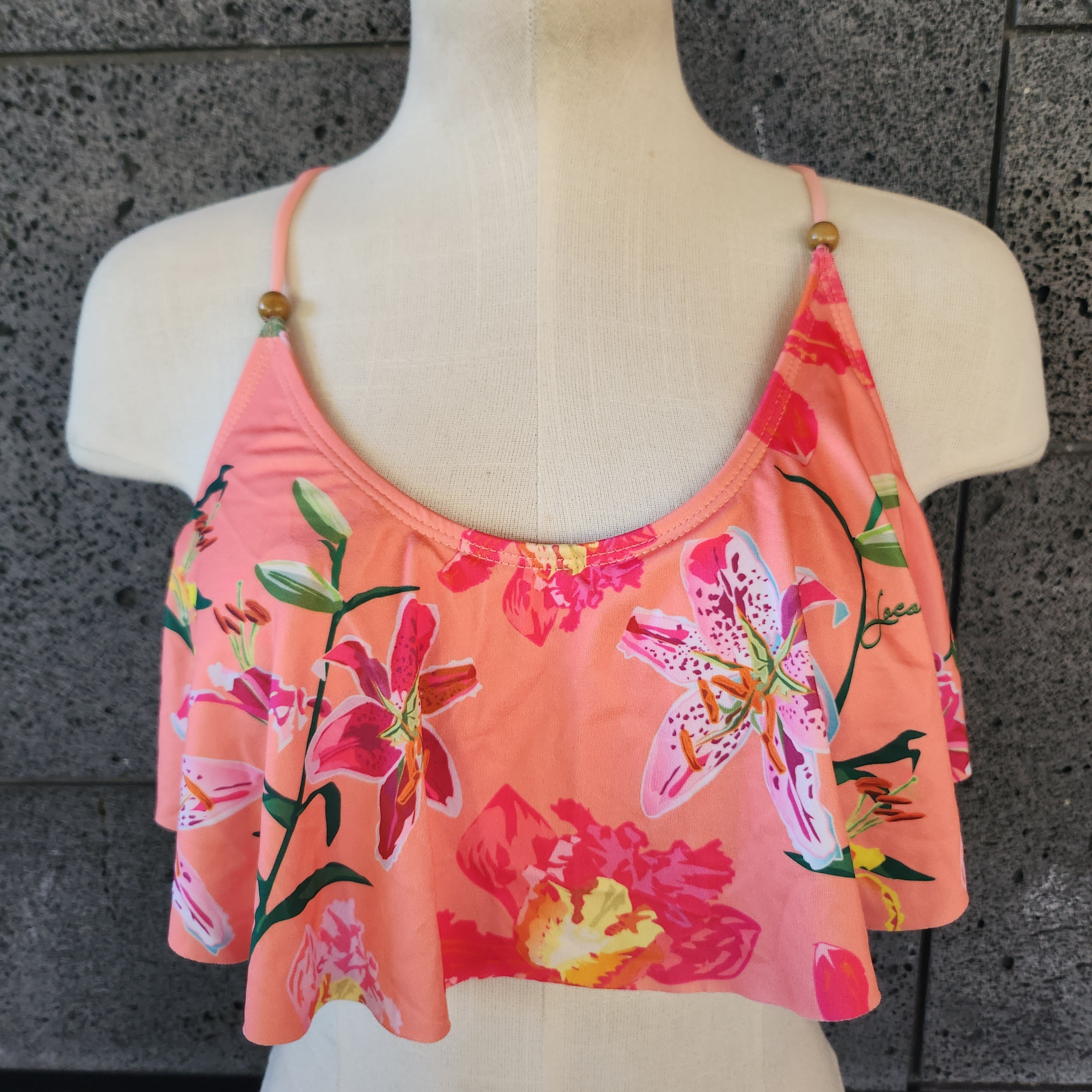 Loco Boutique Woman's Tropical Orchid Sporty Crop Top Bikini